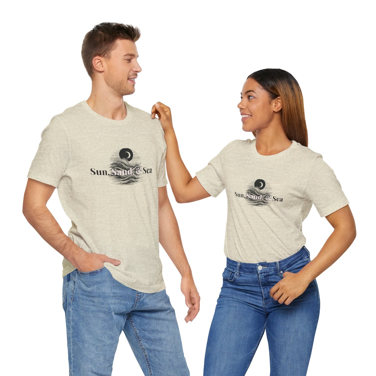 Sun Sand Sea Unisex Casual Summer Tee Shirt, Beachwear, Gift for Travelers, Vacation Outfit, Relaxed Style, Trending Store, Cool T-Shirt