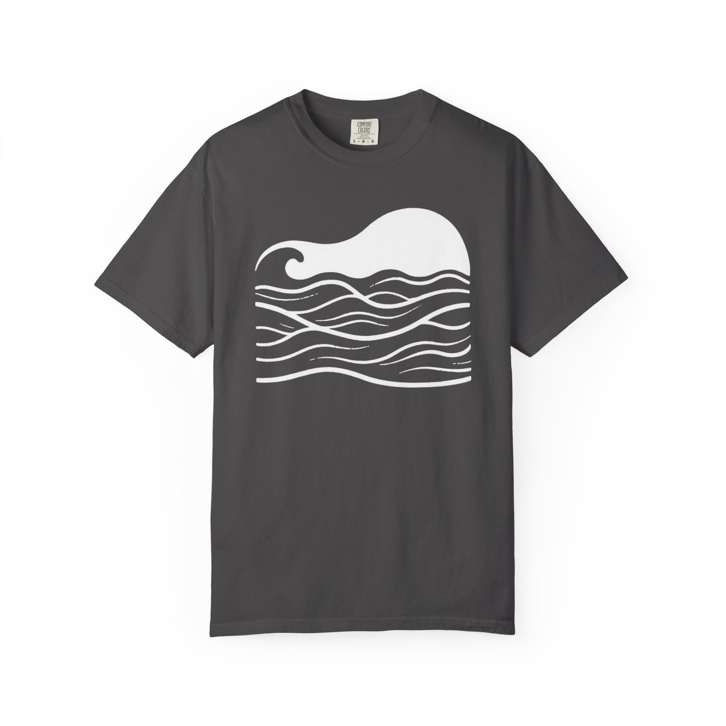 Stenciled Ocean Wave T-Shirt, 100% Ring-Spun Garment-Dyed Cotton