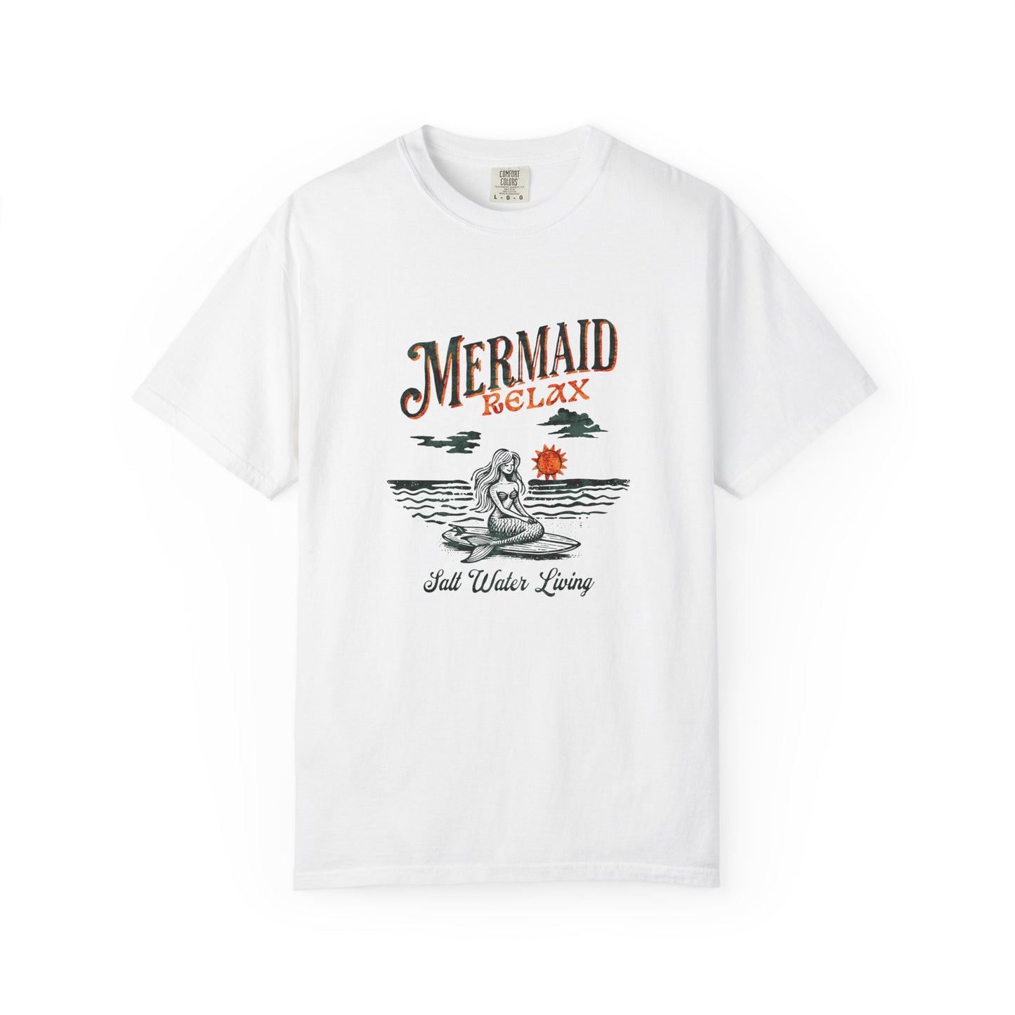 Mermaid Beach Vibes Unisex T-Shirt, Mermaid Relax Tee, Summer Outfit, Coastal Living Top, Gift for Her, Vacation Apparel