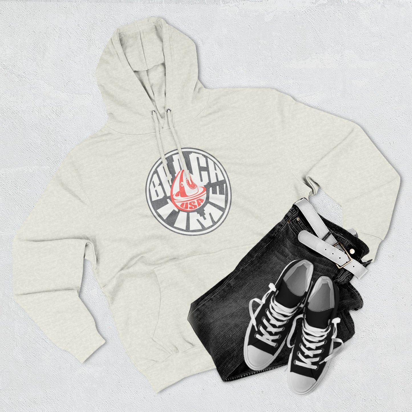 Sun Faded Beach Time Fleece Hoodie - Cozy Casual Wear for Beach Lovers, Perfect for Summer, Gift Idea, Unisex Hoodie, Everyday Comfort