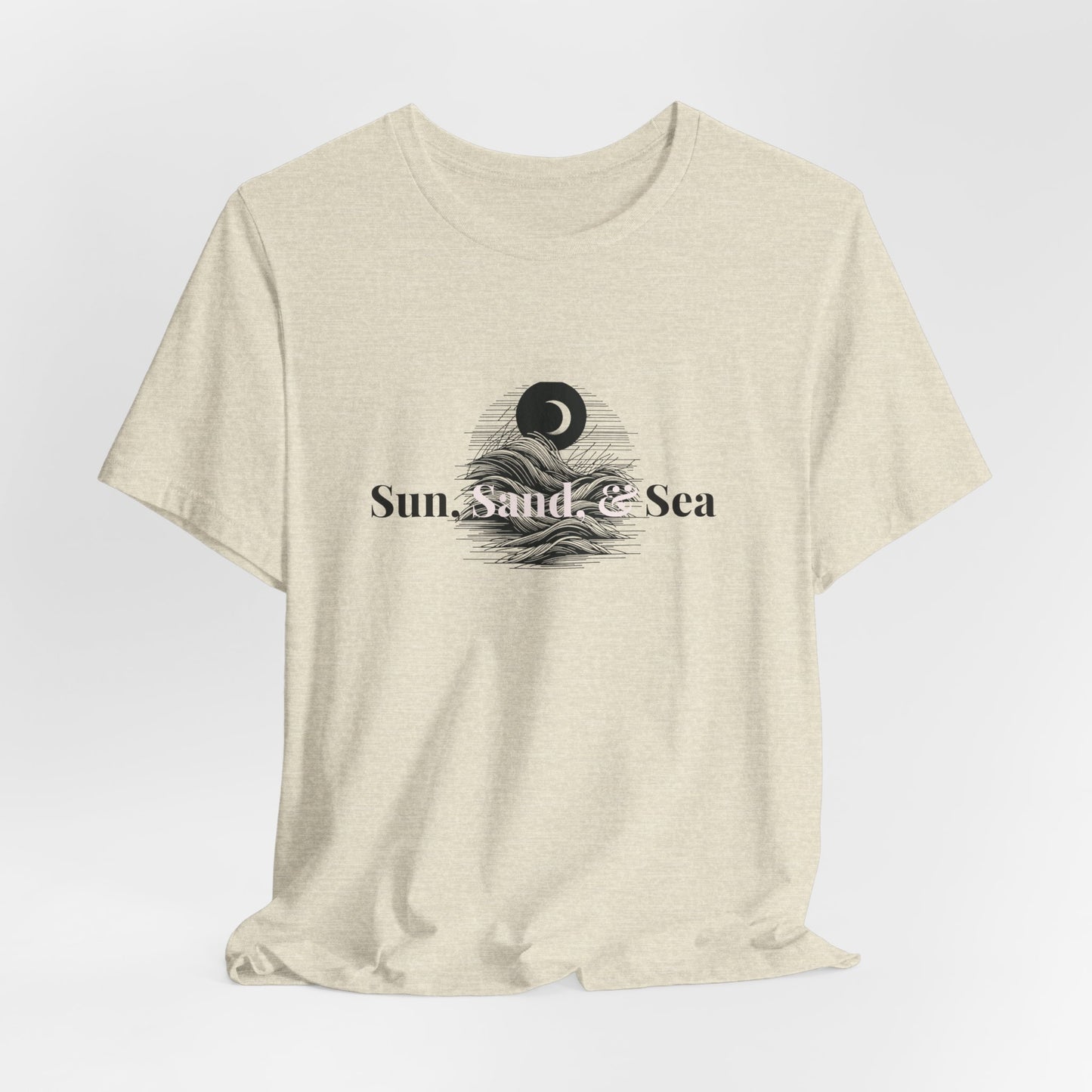 Sun Sand Sea Unisex Casual Summer Tee Shirt, Beachwear, Gift for Travelers, Vacation Outfit, Relaxed Style, Trending Store, Cool T-Shirt