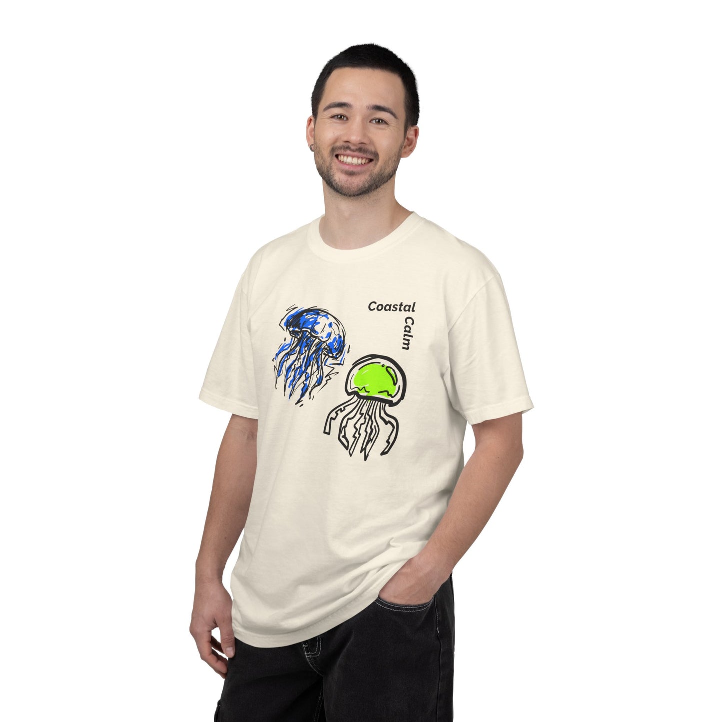 Coastal Calm Jellyfish Graphic T-Shirt, Summer Beach Fashion Cotton Tee