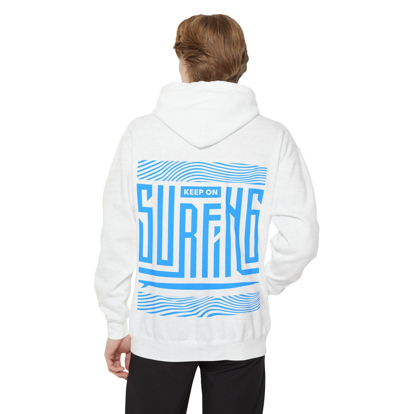 Keep Surfing- Cozy Unisex Garment-Dyed Hoodie - Casual Wear for Beach Lovers, Perfect Gift for Surfers, Summer & Coastal Adventures