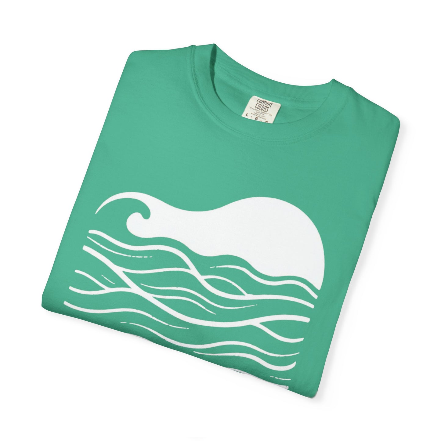 Stenciled Ocean Wave T-Shirt, 100% Ring-Spun Garment-Dyed Cotton