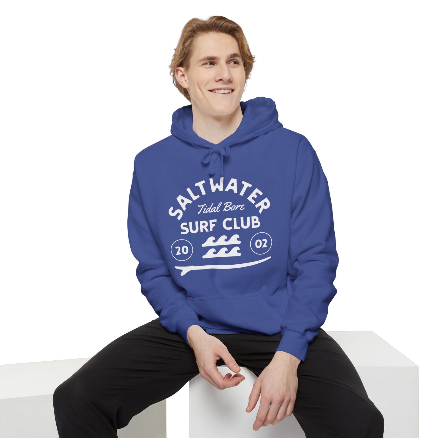 Saltwater Tidal Bore Surf Club Unisex Hoodie, Beachwear, Casual Style, Gift for Surfers, Coastal Living, Summer Vibes, Comfortable Layering