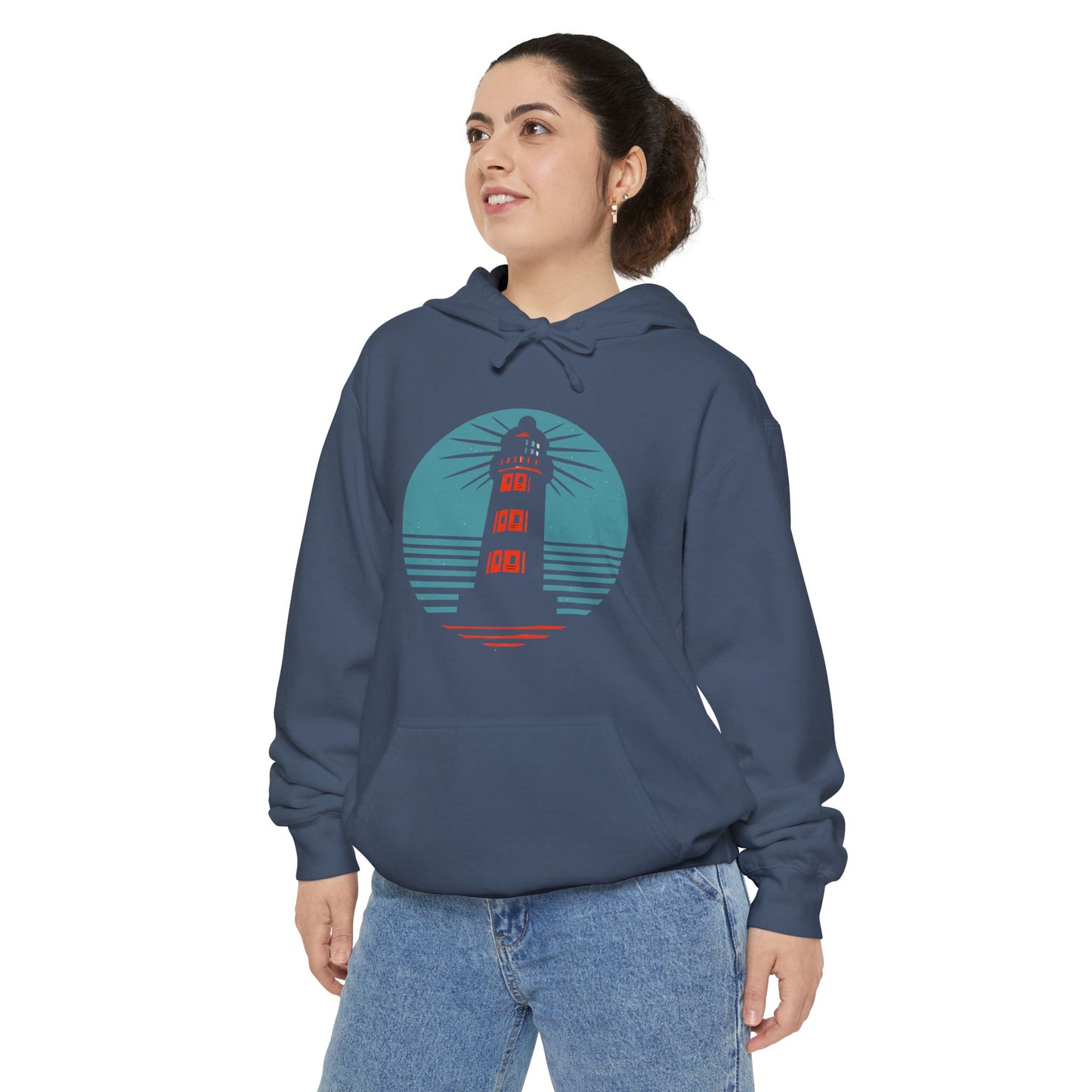 Lighthouse Hoodie | Relaxed Unisex Sweatshirt for Beach Lovers, Summer Vibes, Gift for Him or Her, Ocean-Themed Apparel, Casual Outfit