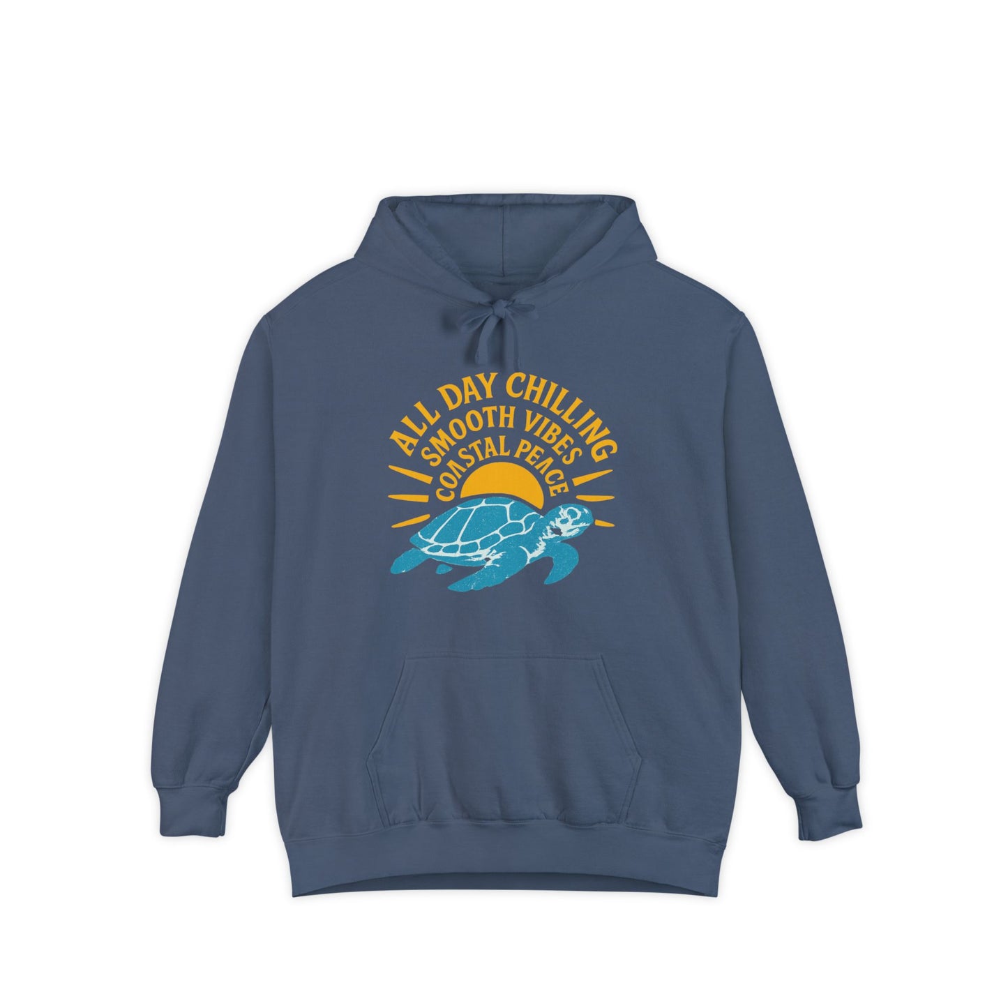 Chill Turtle Vibes Hoodie, Unisex Garment-Dyed Sweater, Beachwear, Summer Celebration Hoodie, Gift for Friends, Relaxation Apparel