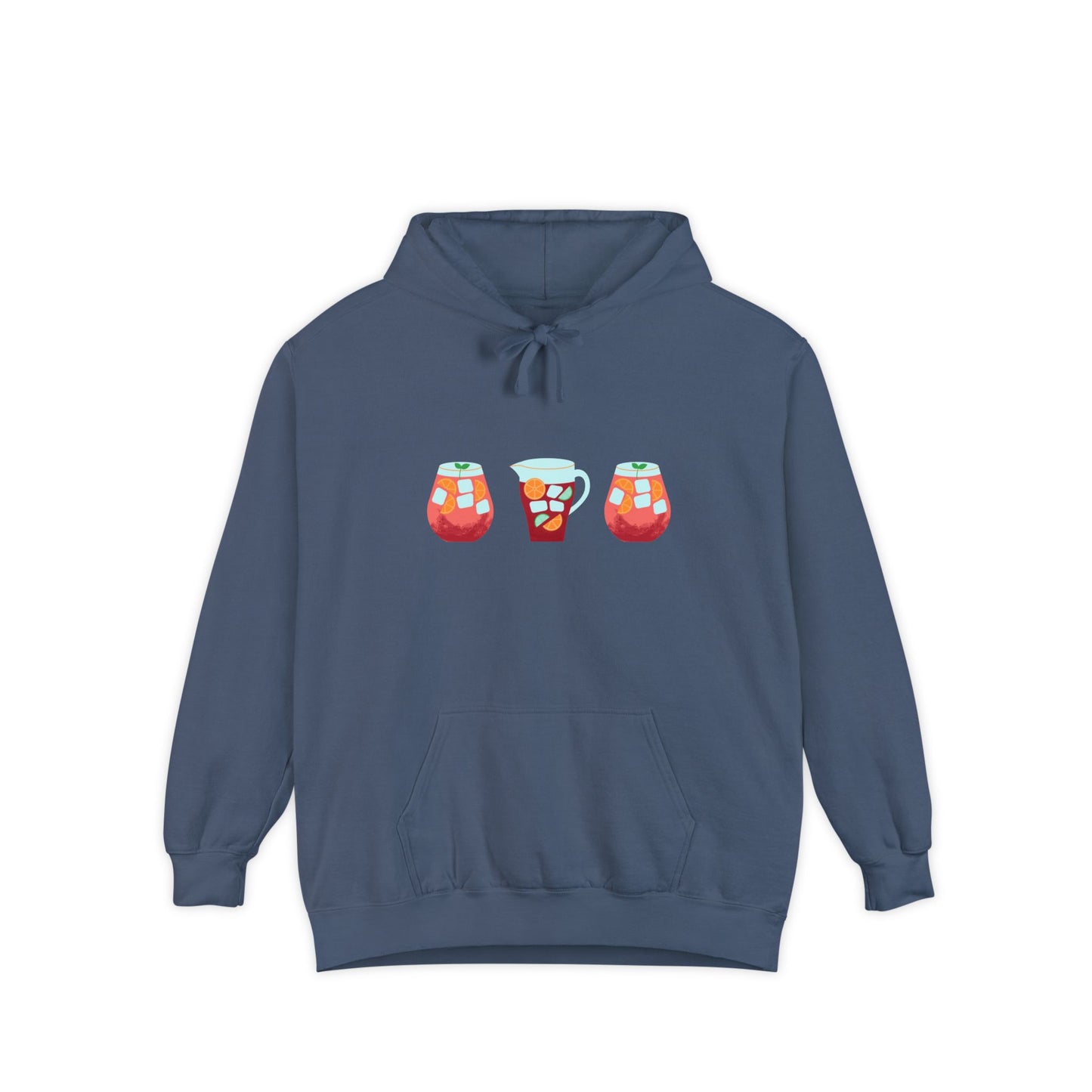 Sangria Time Garment-Dyed Hoodie for Cozy Celebrations, Unisex Christmas Hoodie, Holiday Gift, Comfortable Sweatshirt