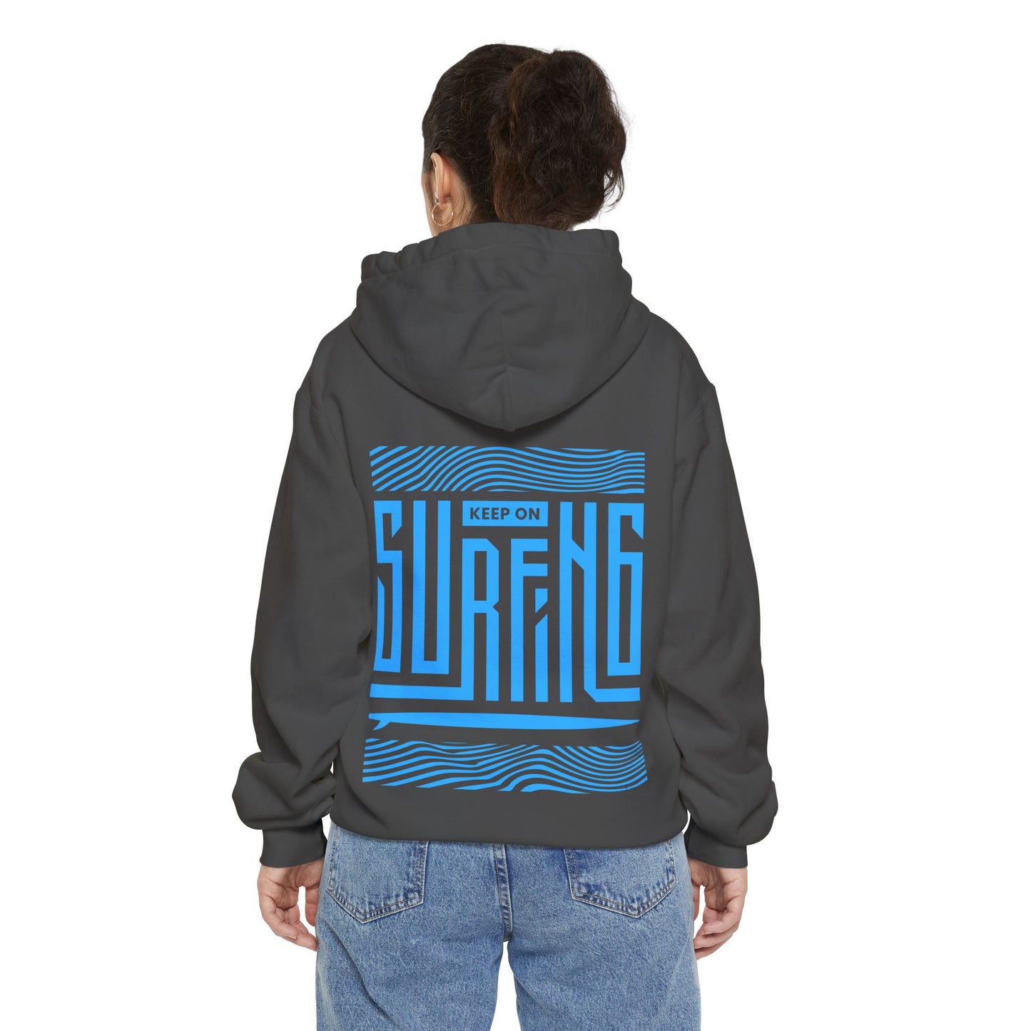 Keep Surfing- Cozy Unisex Garment-Dyed Hoodie - Casual Wear for Beach Lovers, Perfect Gift for Surfers, Summer & Coastal Adventures
