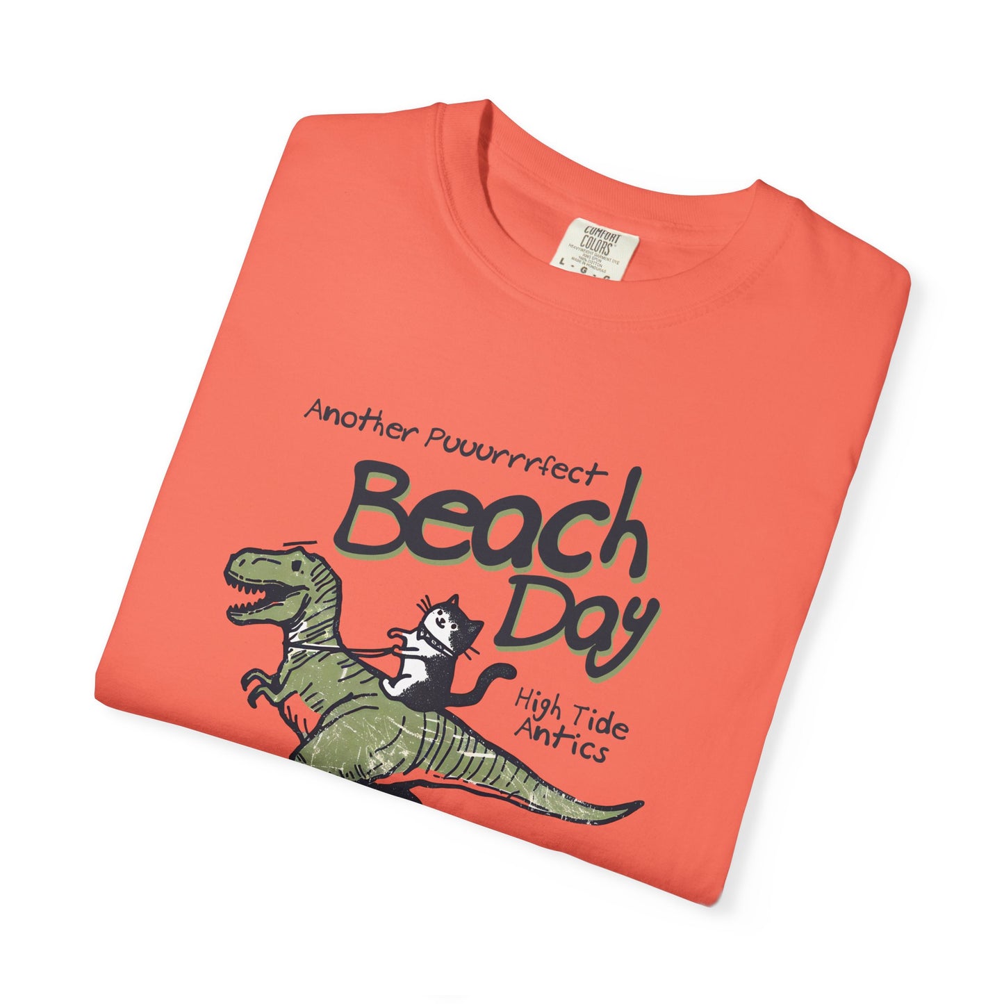 Beach Day Dino T-Shirt | Fun Unisex Tee for Summer, Gift for Kids & Adults, Beach Lovers, Vacation Style, Cute Animal Print