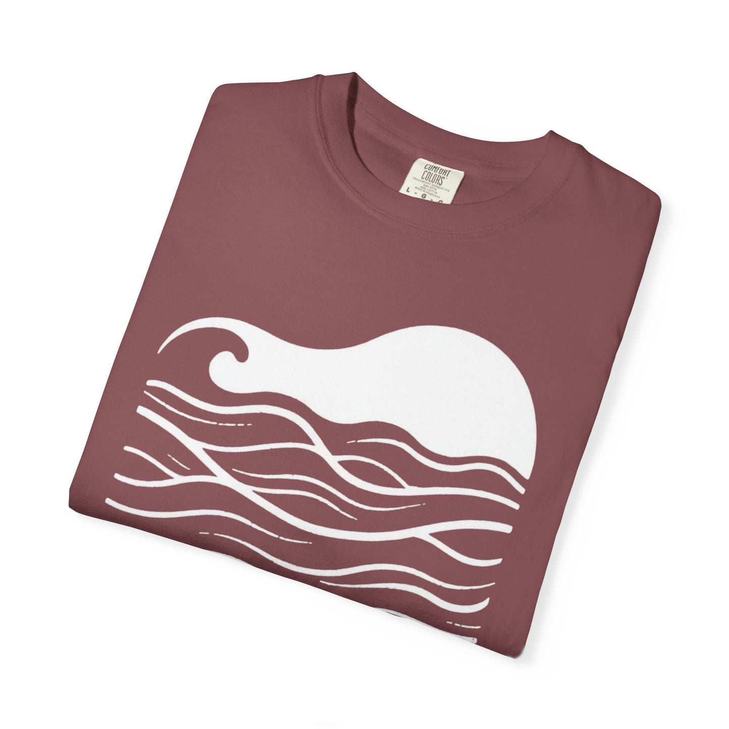 Stenciled Ocean Wave T-Shirt, 100% Ring-Spun Garment-Dyed Cotton