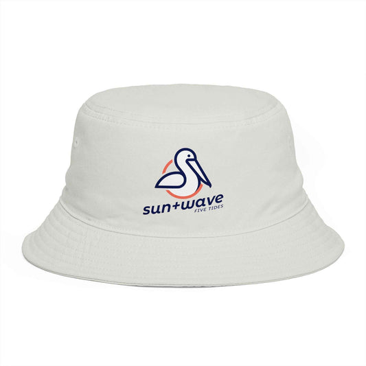 Sun + Wave Pelican Logo Bucket Hat - Beachy Retro Sun Hat