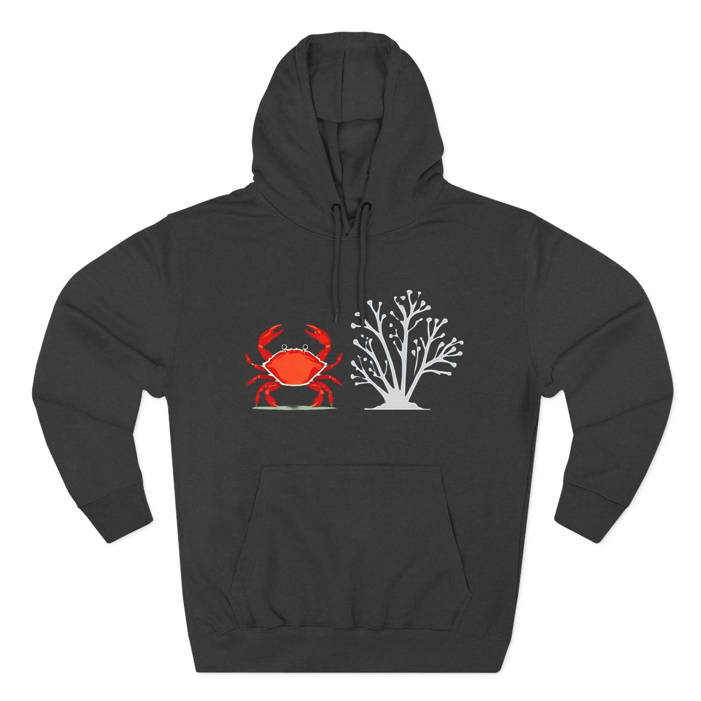 Crab & Coral Design Fleece Hoodie, Cozy Outdoor Apparel, Perfect Gift for Nature Lovers, Fall/Winter Wardrobe Essential, Unisex Casual Wear