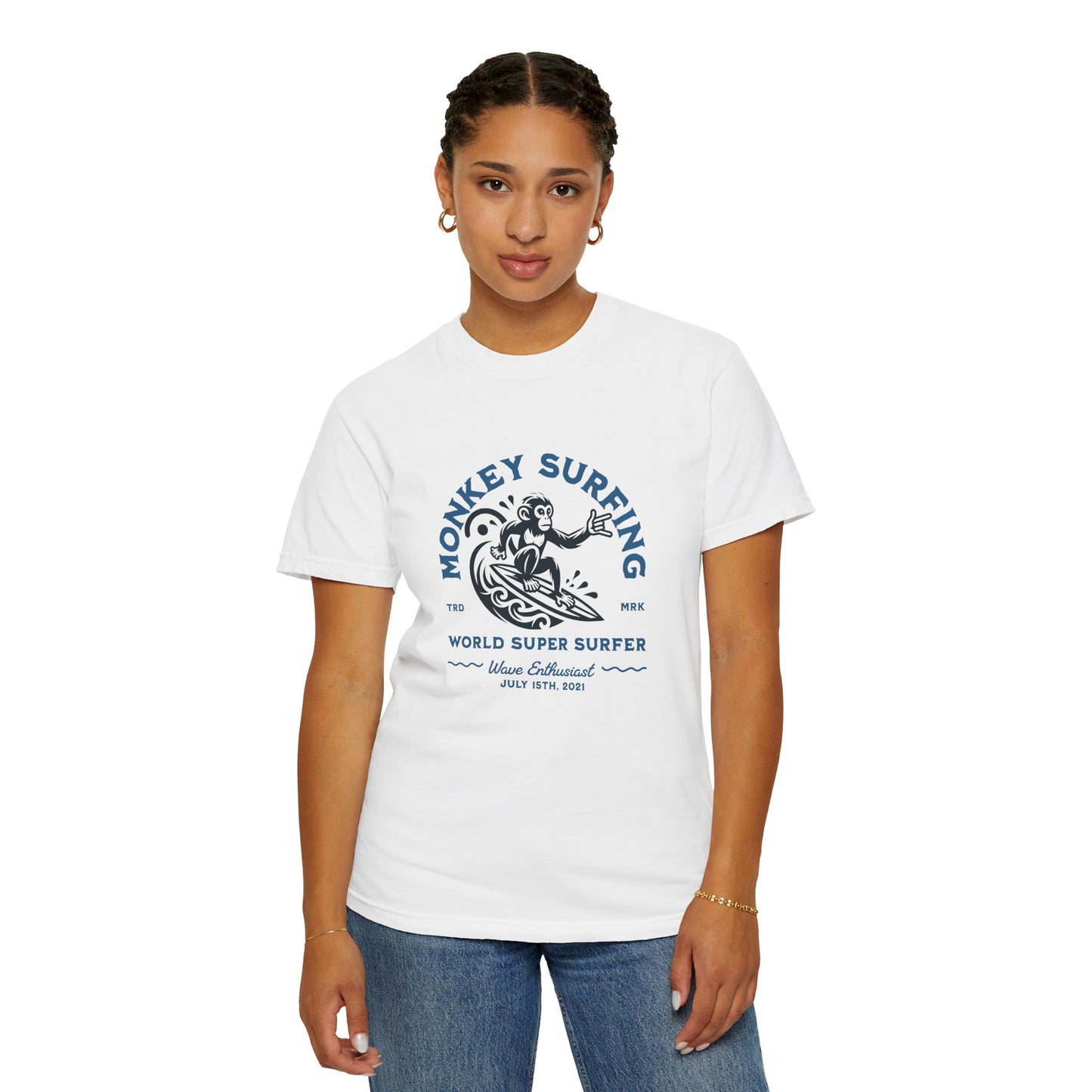 Surfing Monkey Unisex T-Shirt, Fun Summer Tee, Eco-Friendly Gift, Beach Vibes, Adventure Shirt, Casual Everyday Wear