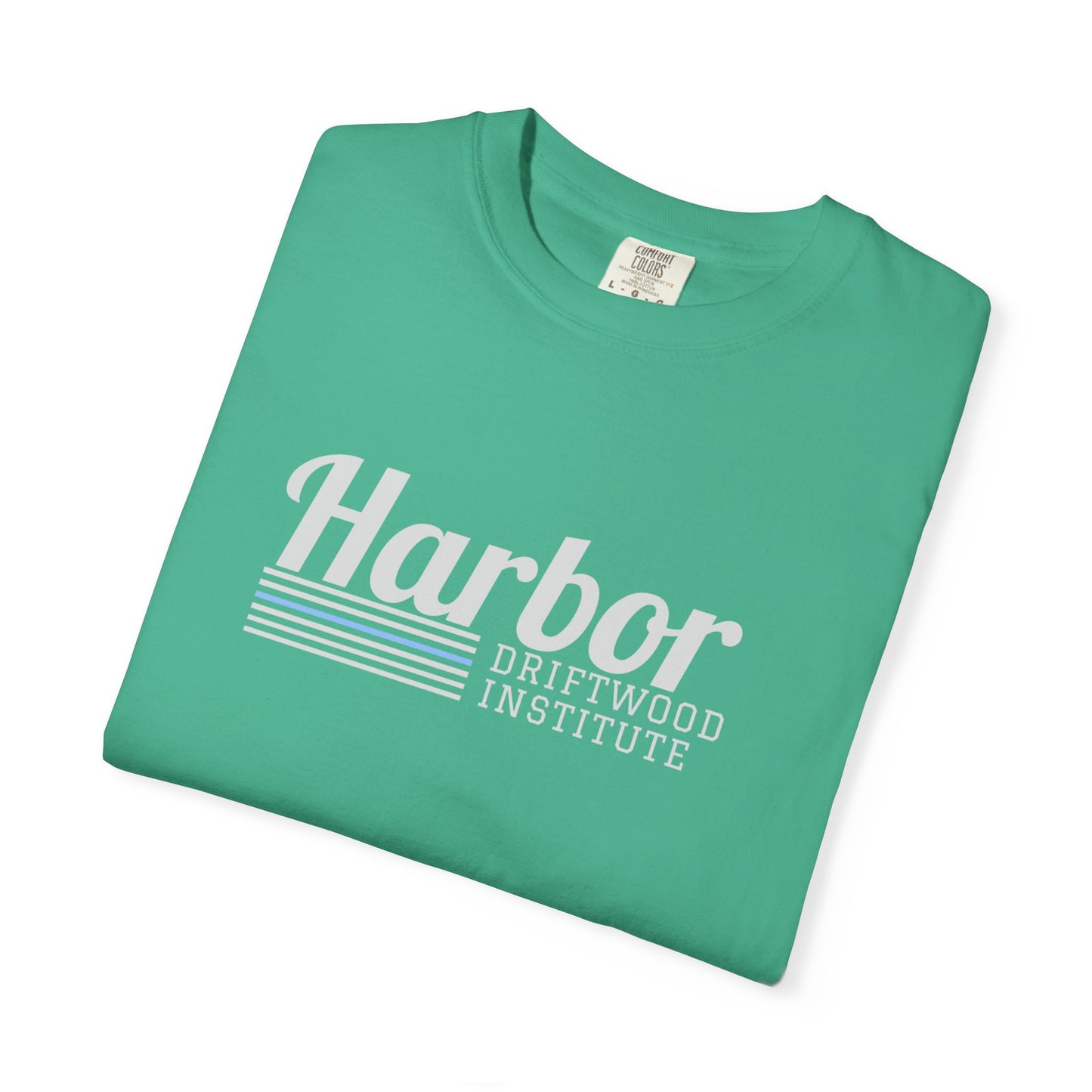 Harbor Driftwood Institute Design, Garmet-Dyed Cotton, Unisex T-Shirt, Casual Wear, Beach Vibes, Perfect Gift for Nautical Lovers