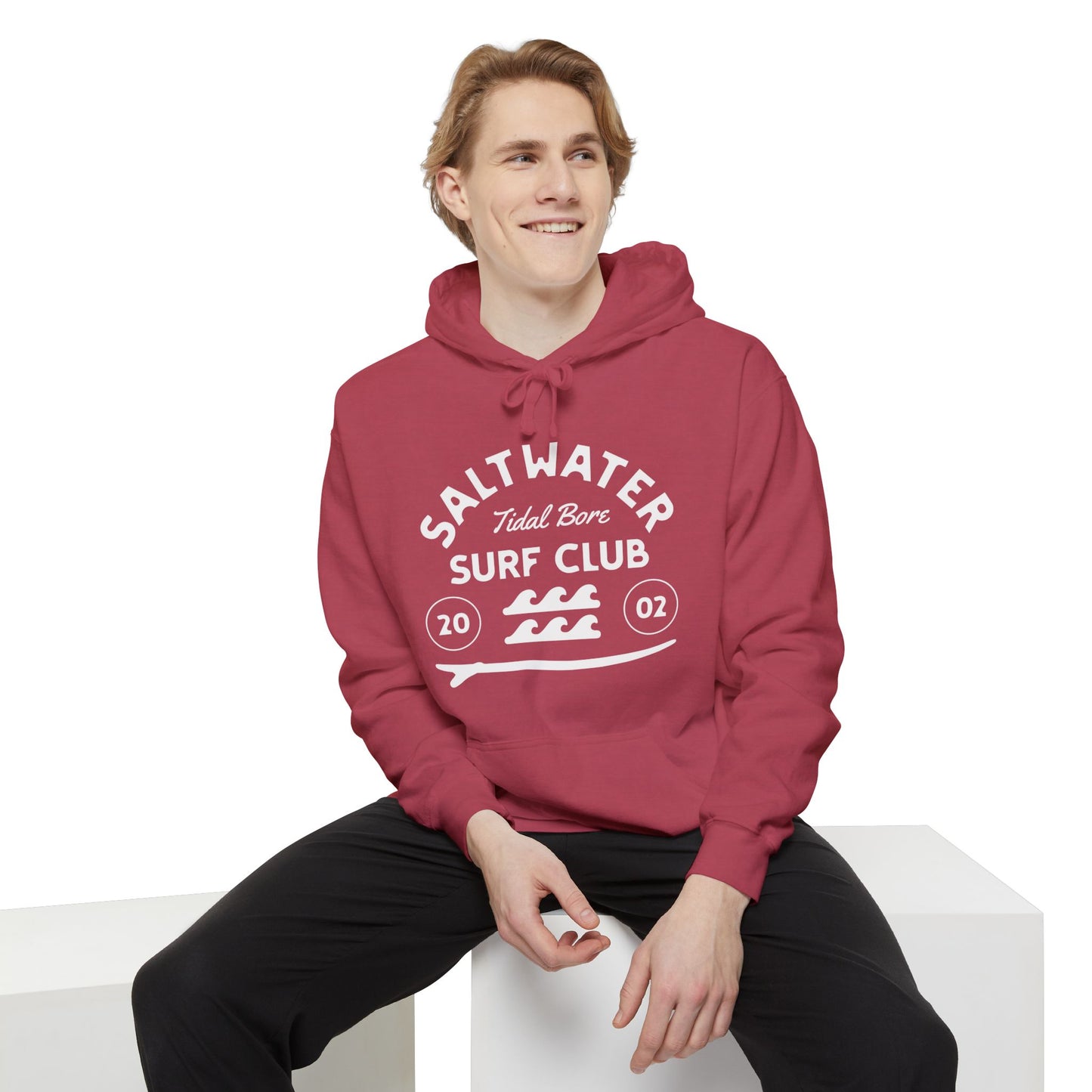 Saltwater Tidal Bore Surf Club Unisex Hoodie, Beachwear, Casual Style, Gift for Surfers, Coastal Living, Summer Vibes, Comfortable Layering