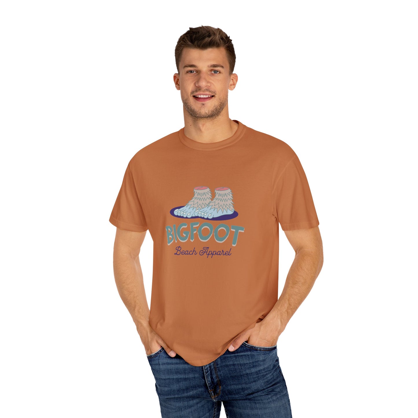 Bigfoot Beach Apparel T-Shirt, Unisex Summer Tee, Casual Graphic Shirt, Fun Gift for Outdoor Lovers, Beach Vacation Wear