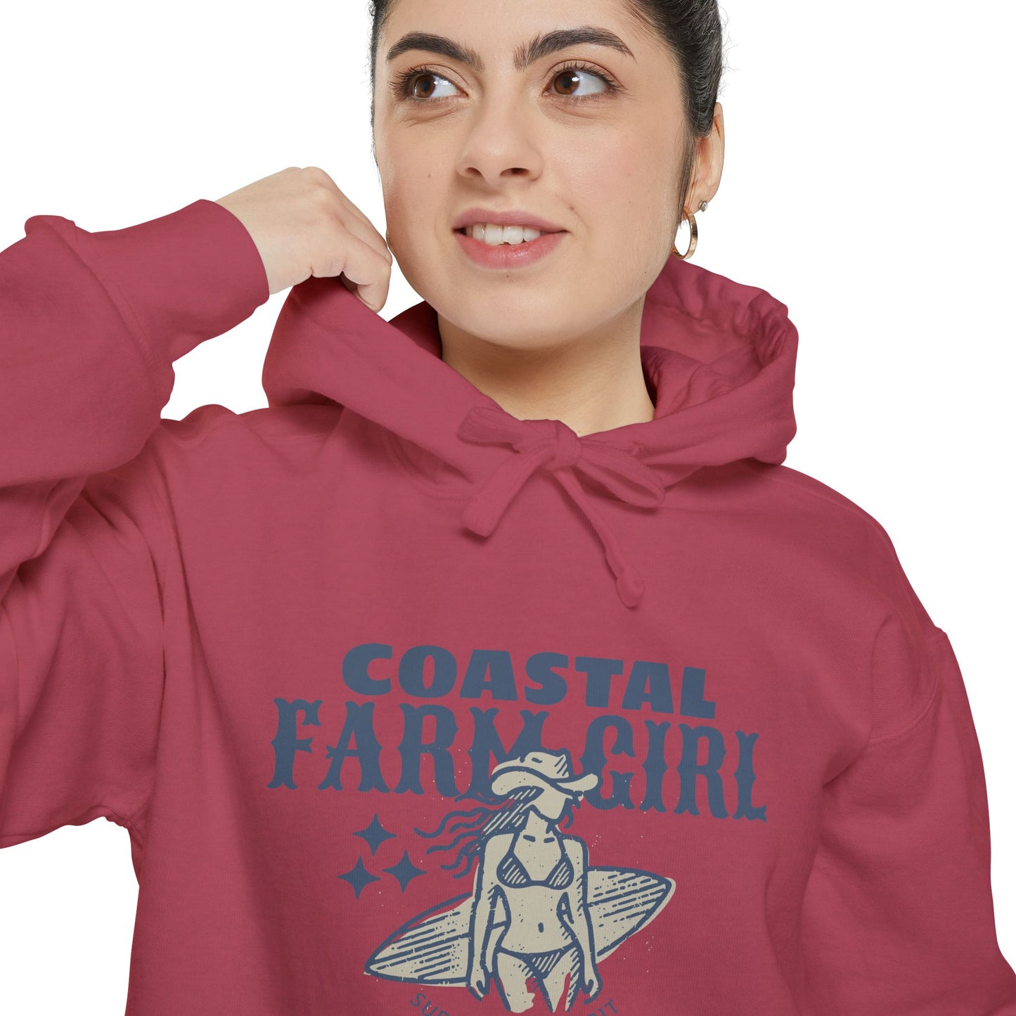 Coastal Farm Girl Hoodie, Casual Beachwear, Comfortable Unisex Hoodie, Perfect Gift for Surf Lovers, Ideal for Fall & Winter