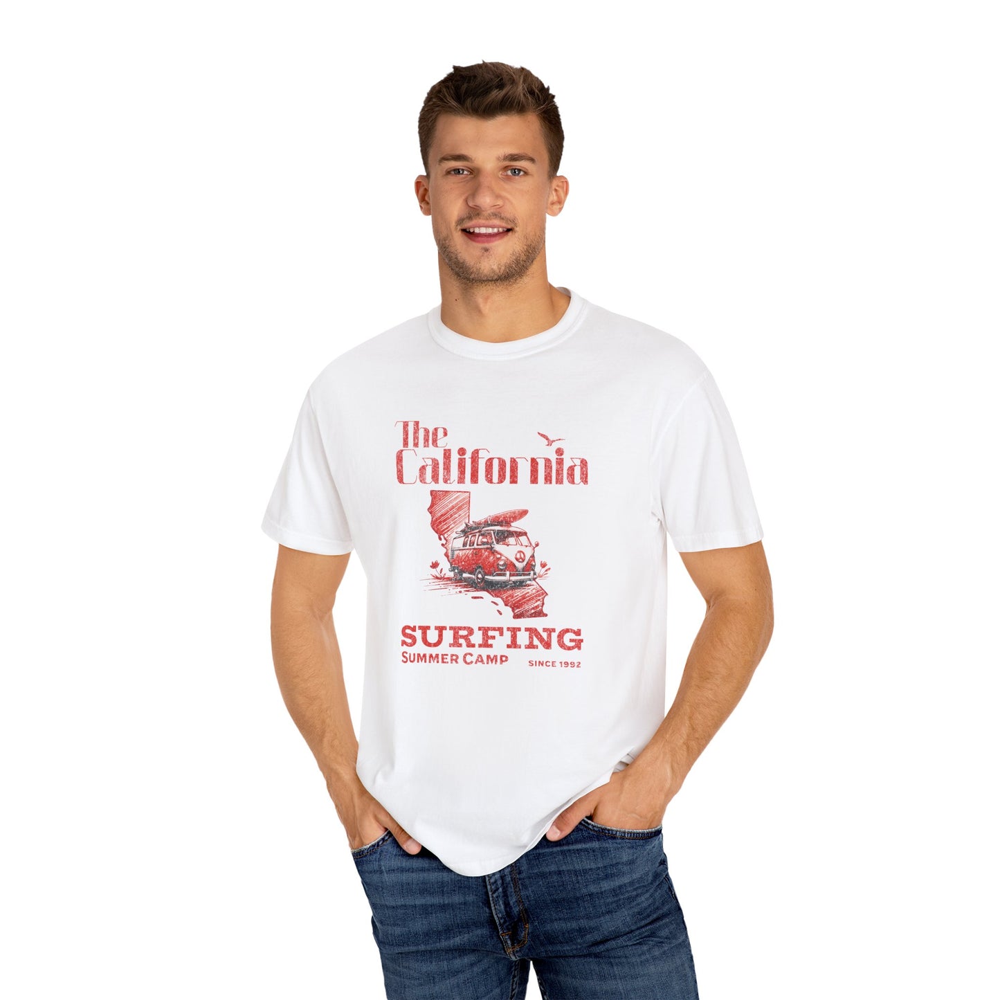 California Surf Camp Unisex T-Shirt, Summer Vibes Tee, Beach Lovers Gift, Men's and Women's Casual Wear, Retro Surfing Apparel