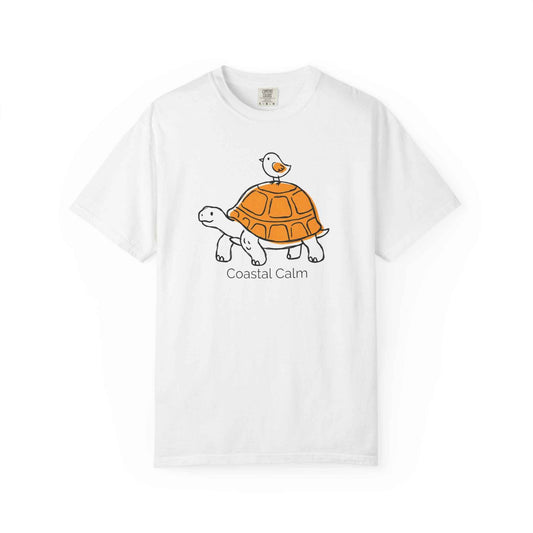 Coastal Calm Turtle & Seagull Buddies T-Shirt, Summer Beach Fashion Tee