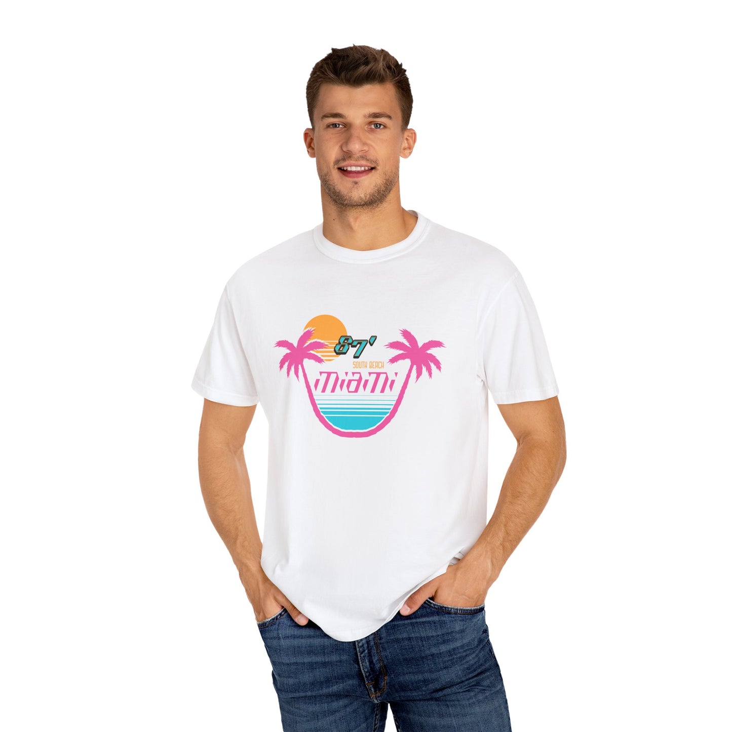Miami Sunset Unisex T-Shirt, Summer Vibes Shirt, Beachwear, Vacation Tee, Gift for Him/Her, Casual Style