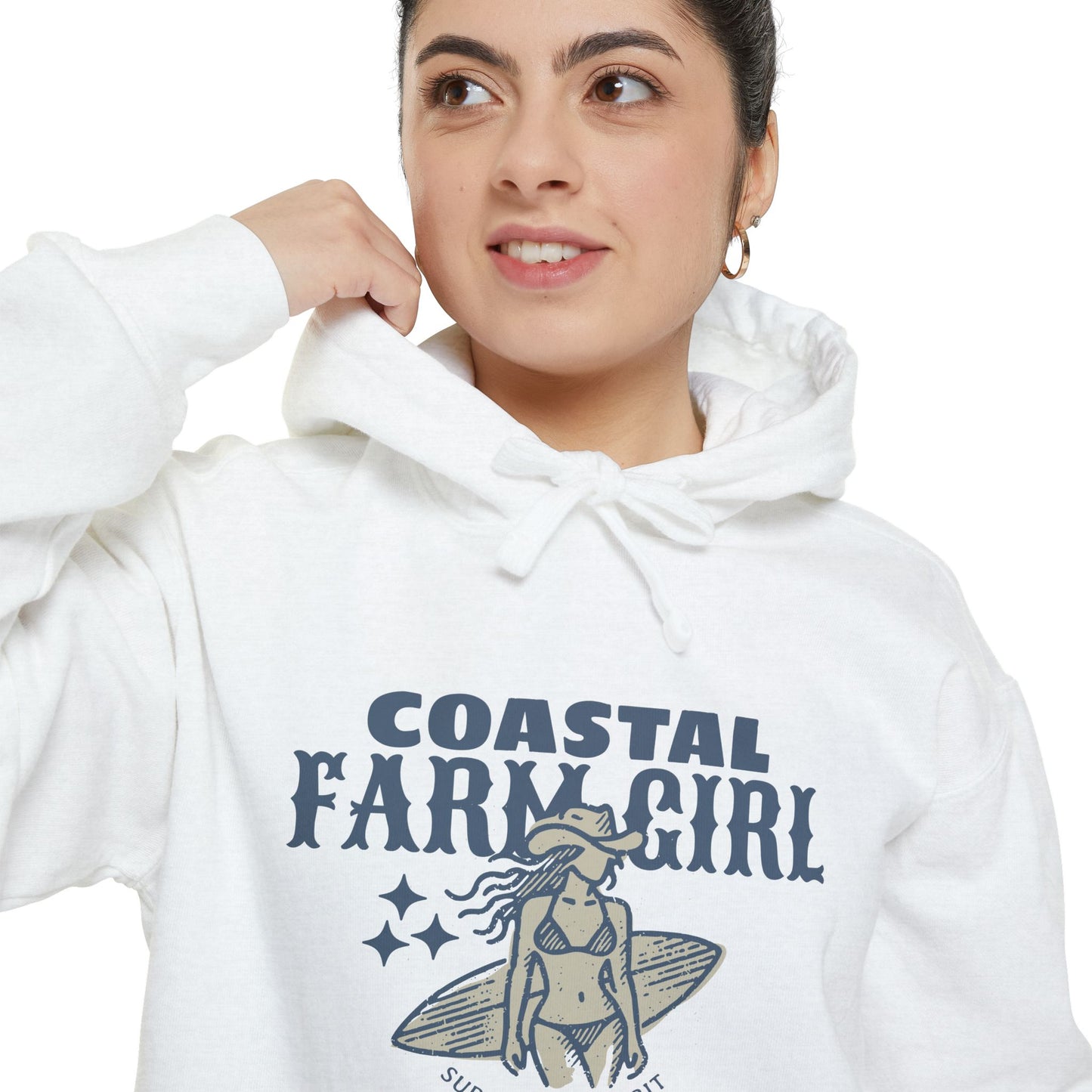 Coastal Farm Girl Hoodie, Casual Beachwear, Comfortable Unisex Hoodie, Perfect Gift for Surf Lovers, Ideal for Fall & Winter