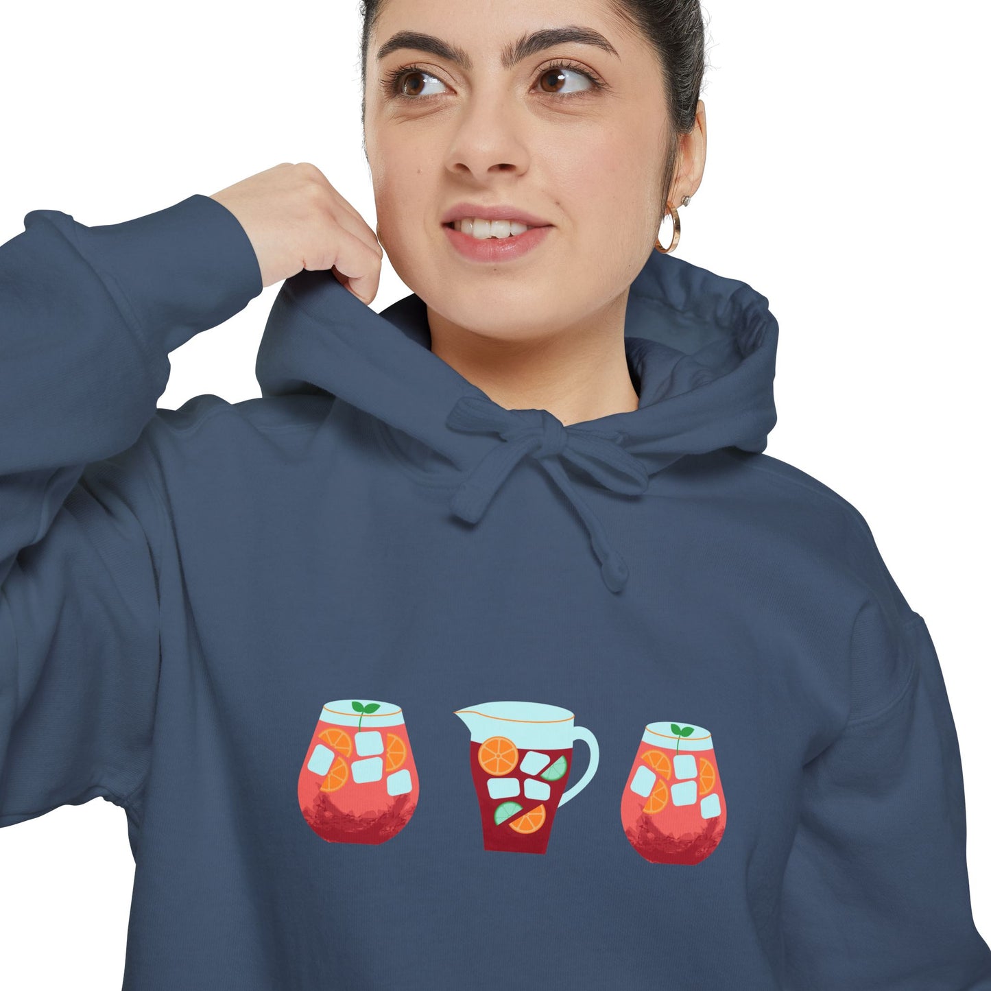 Sangria Time Garment-Dyed Hoodie for Cozy Celebrations, Unisex Christmas Hoodie, Holiday Gift, Comfortable Sweatshirt