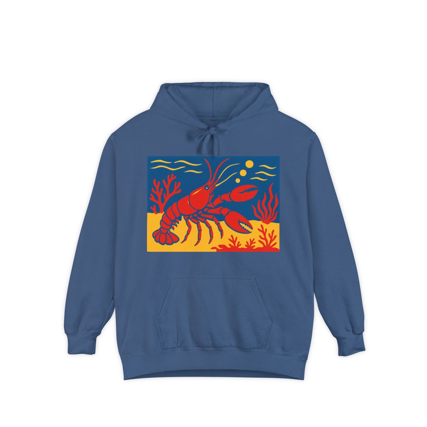 Lobster Art Garment-Dyed Hoodie - Colorful Beachwear, Summer Gift, Seafood Lover Apparel, Casual Streetwear, Unique Graphic Sweatshirt