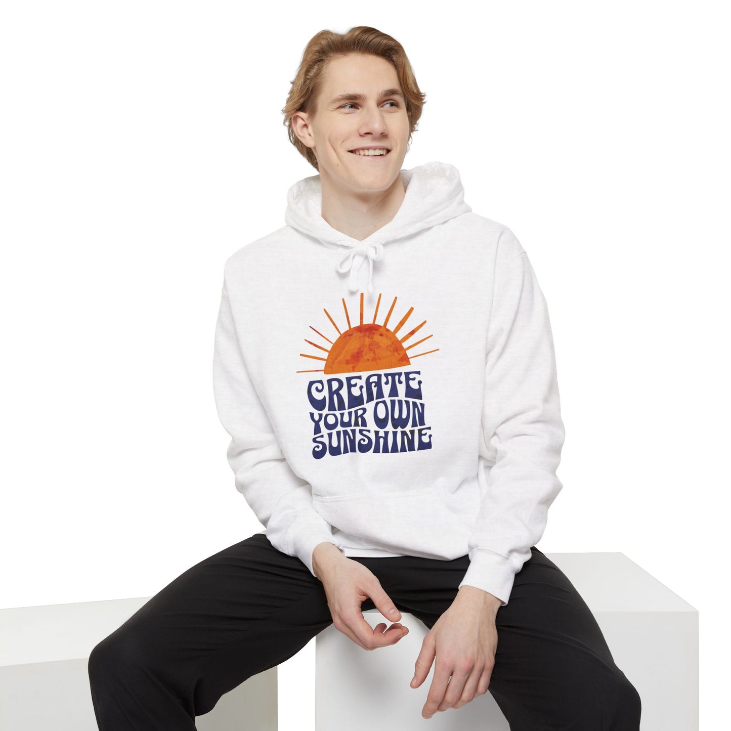 Create Your Own Sunshine Hoodie, Unisex Garment-Dyed Hoodie, Comfortable Everyday Wear, Inspirational Gift, Perfect for Spring or Summer