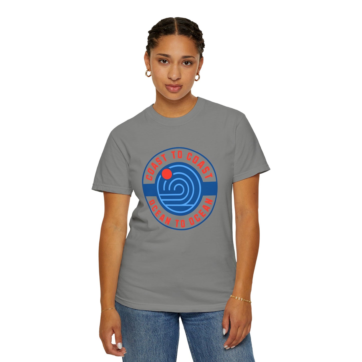 Coast to Coast Ocean Tee - Garment-Dyed Unisex T-Shirt, Casual Wear, Travel Apparel, Summer Fun, Unique Gift