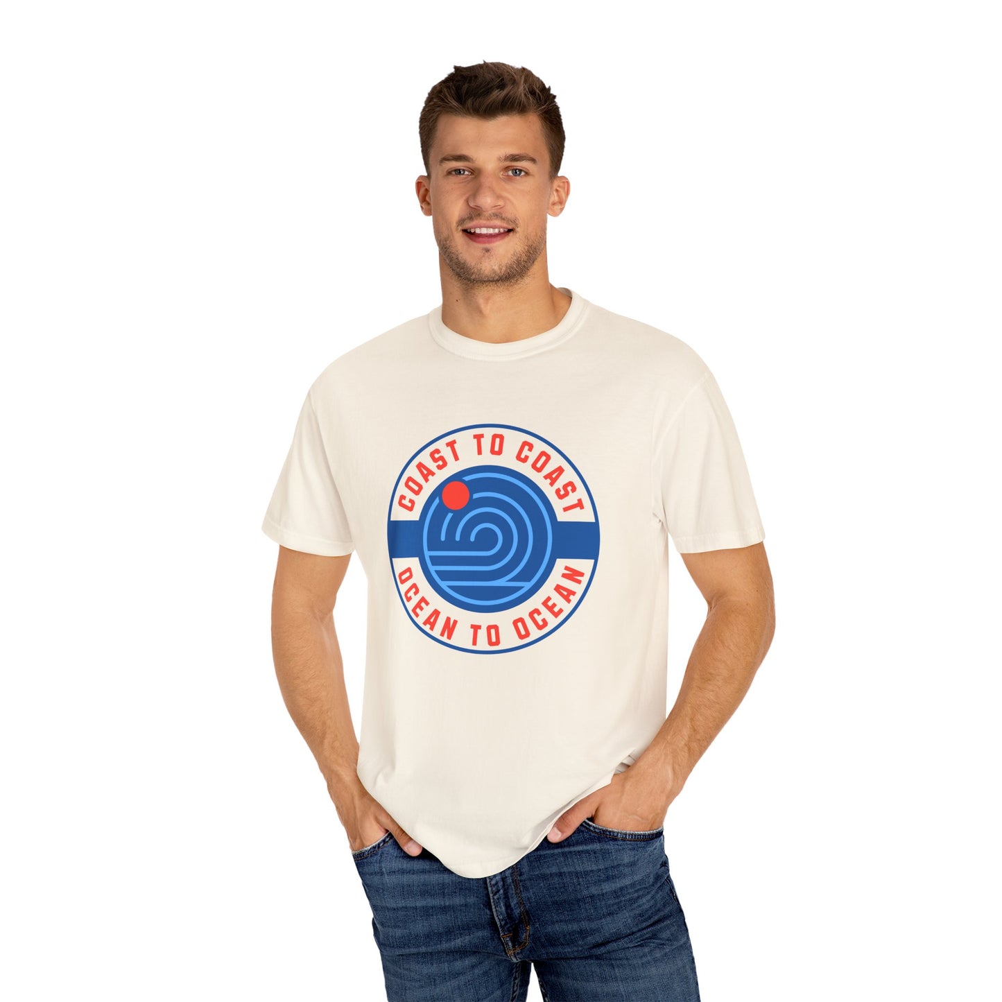 Coast to Coast Ocean Tee - Garment-Dyed Unisex T-Shirt, Casual Wear, Travel Apparel, Summer Fun, Unique Gift