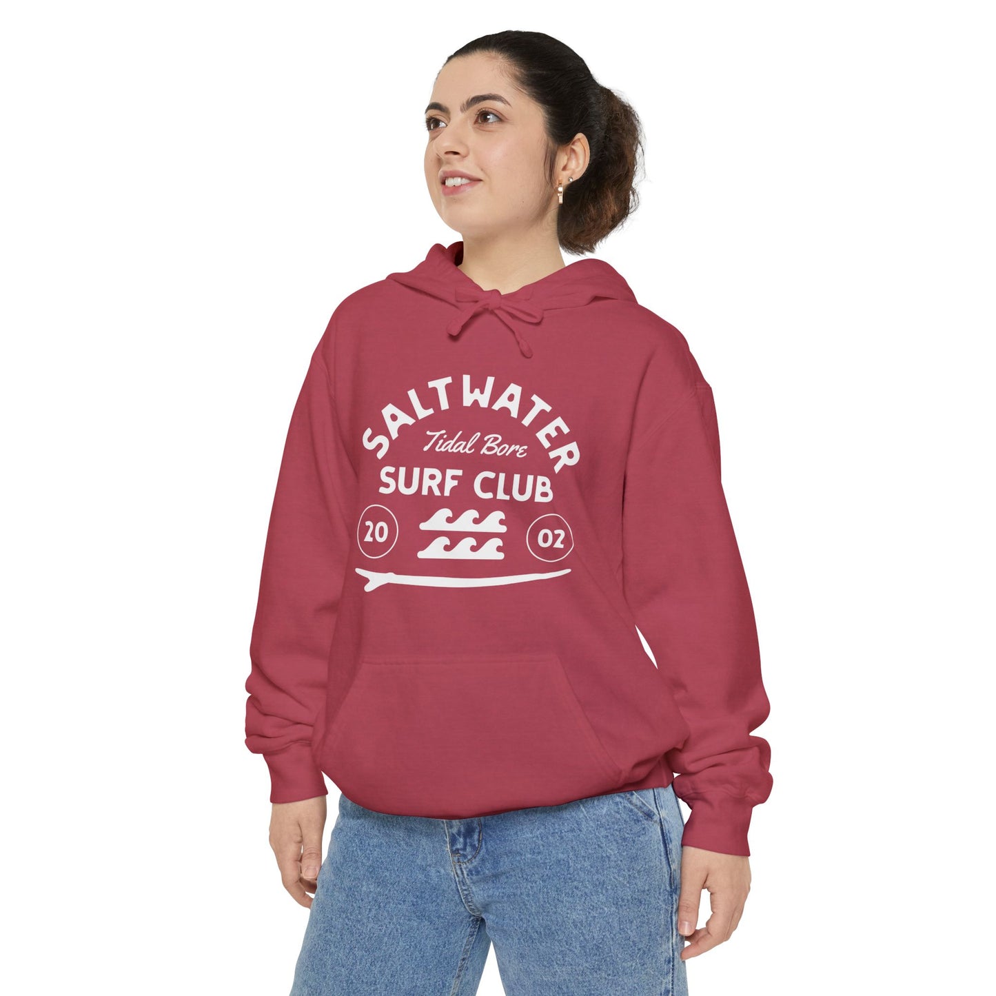 Saltwater Tidal Bore Surf Club Unisex Hoodie, Beachwear, Casual Style, Gift for Surfers, Coastal Living, Summer Vibes, Comfortable Layering