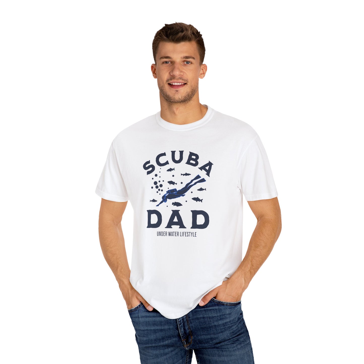 Scuba Dad Garment-Dyed T-Shirt, Perfect Gift for Father's Day, Beachwear, Scuba Diving Enthusiast, Summer Casual Wear