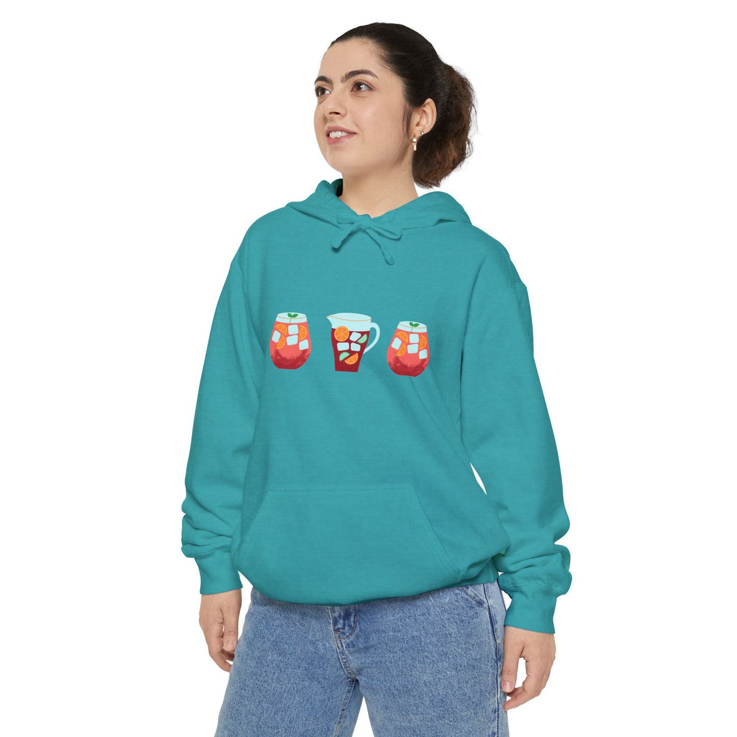 Sangria Time Garment-Dyed Hoodie for Cozy Celebrations, Unisex Christmas Hoodie, Holiday Gift, Comfortable Sweatshirt