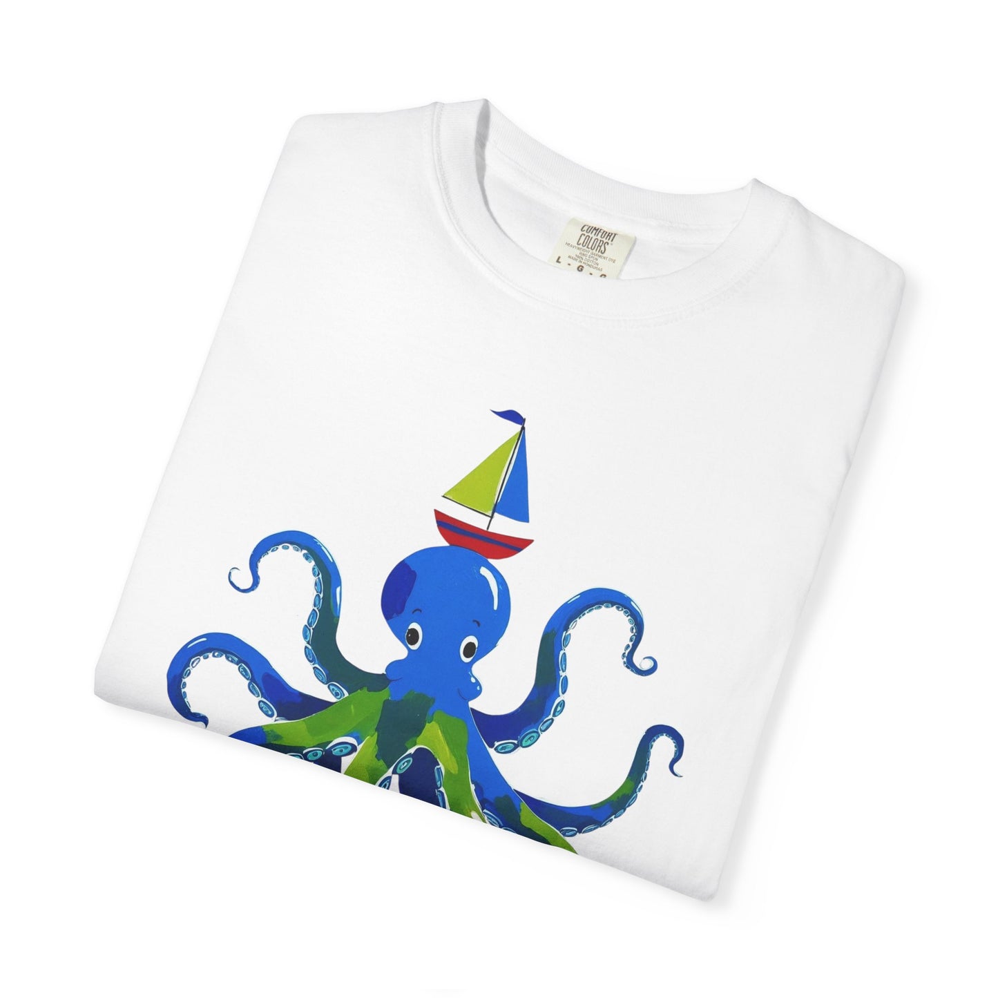 Octopus Emerges From The Ocean T-shirt, 100% Ring-Spun Garment-Dyed Cotton
