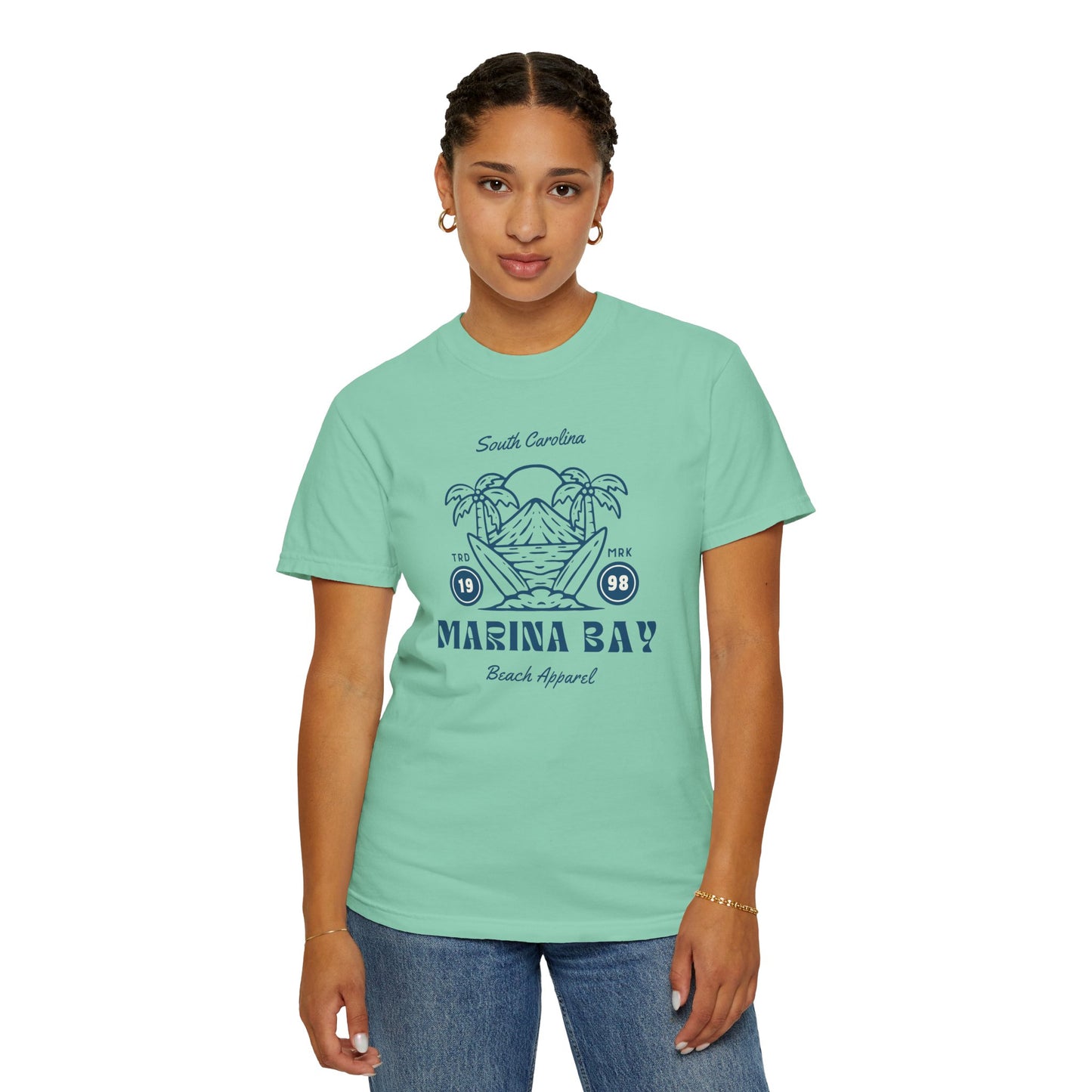 Marina Bay Beach T-Shirt | Comfy Casual Tee for Summer, Vacation Souvenir, Gift for Ocean Lovers, Trending Graphic Tee