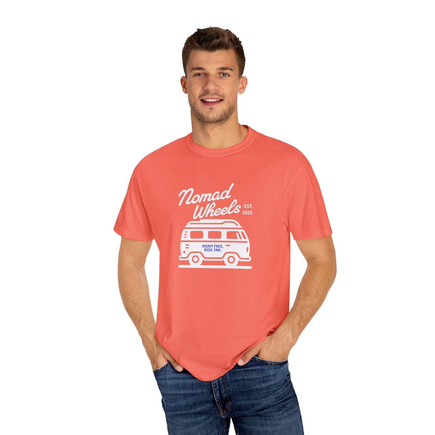 Nomad Wheels Unisex T-shirt - Vintage Travel Vibe, Perfect for Adventure Lovers, Beach Days, Road Trip Essentials, Gift Idea