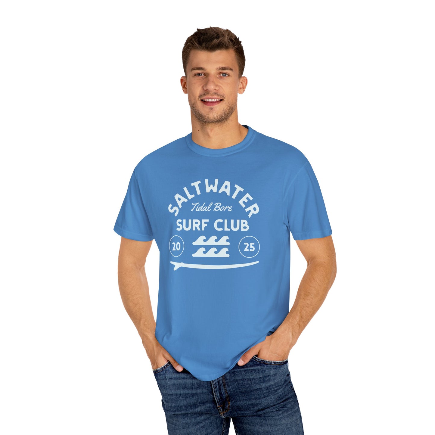 Surf Club Unisex T-Shirt, Eco-Friendly Tee, Beachwear, Casual Summer Apparel, Gift for Surfers, Coastal Vibe
