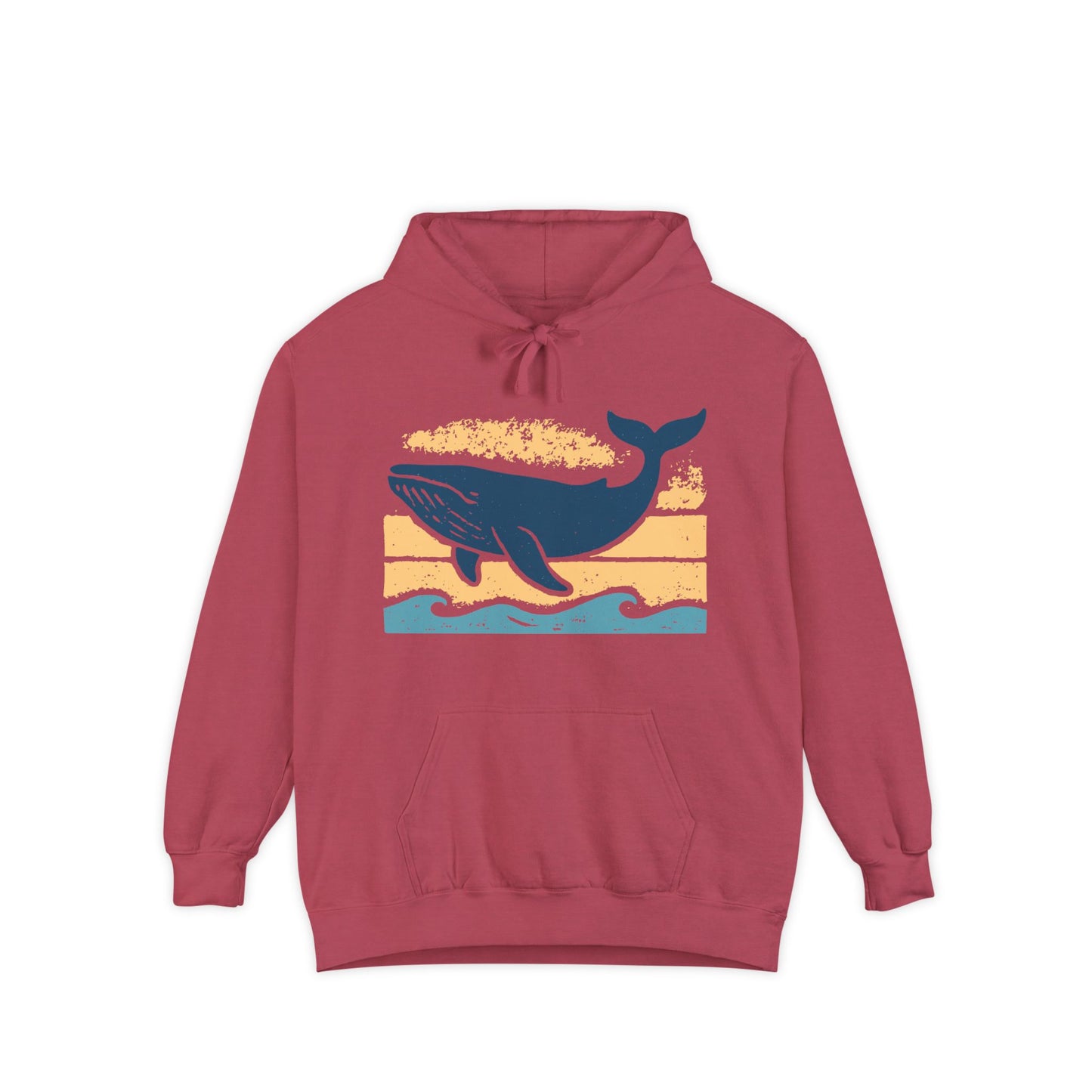 Whale Art Unisex Garment-Dyed Hoodie - Ocean Lover Gift, Beach Hoodie, Nature Apparel, Sustainable Fashion, Whale Illustration Clothing