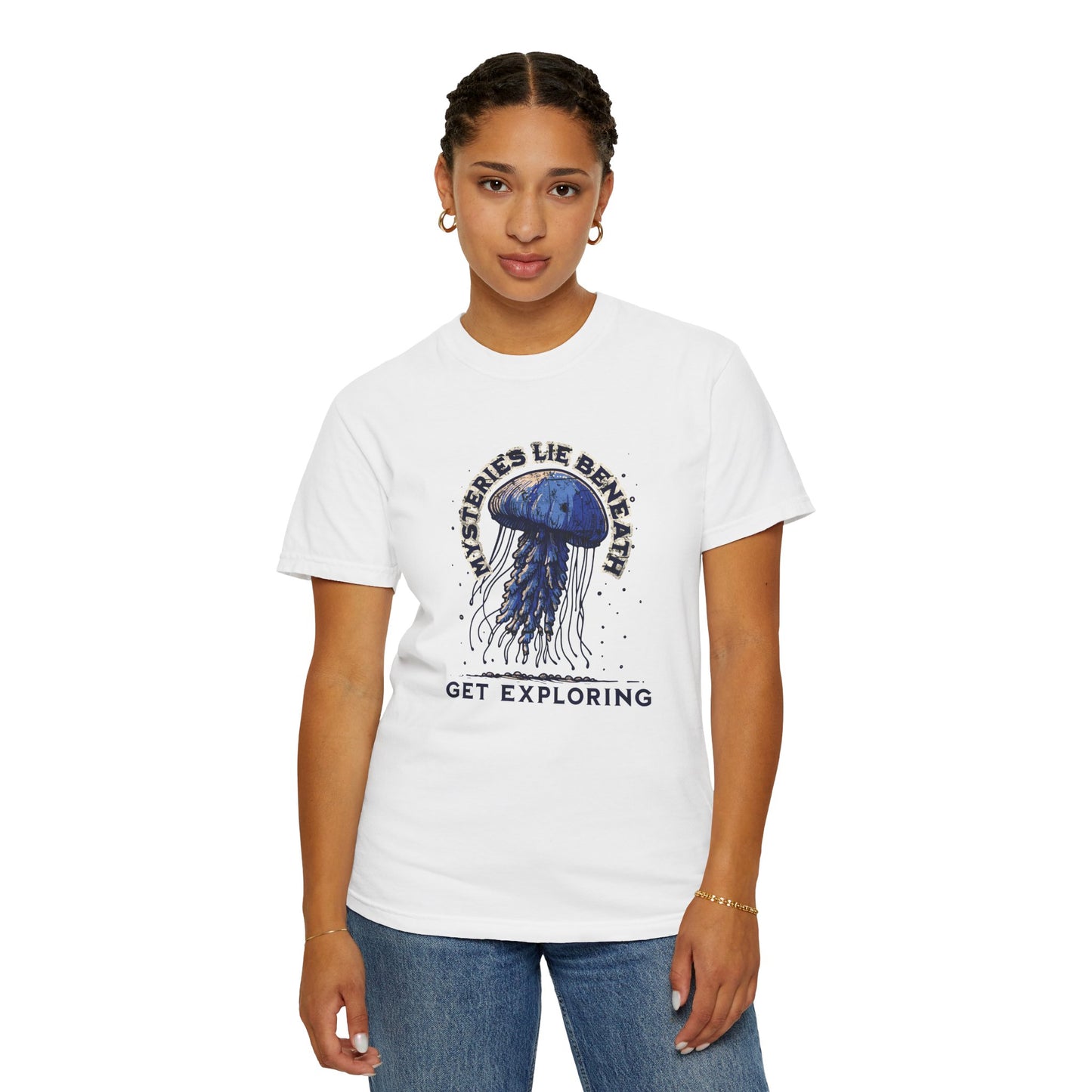 Mystical Jellyfish Exploration Tee | Unisex Garment-Dyed T-shirt for Adventurers, Beach Lovers, Gifts, Casual Wear, Summer Vibes