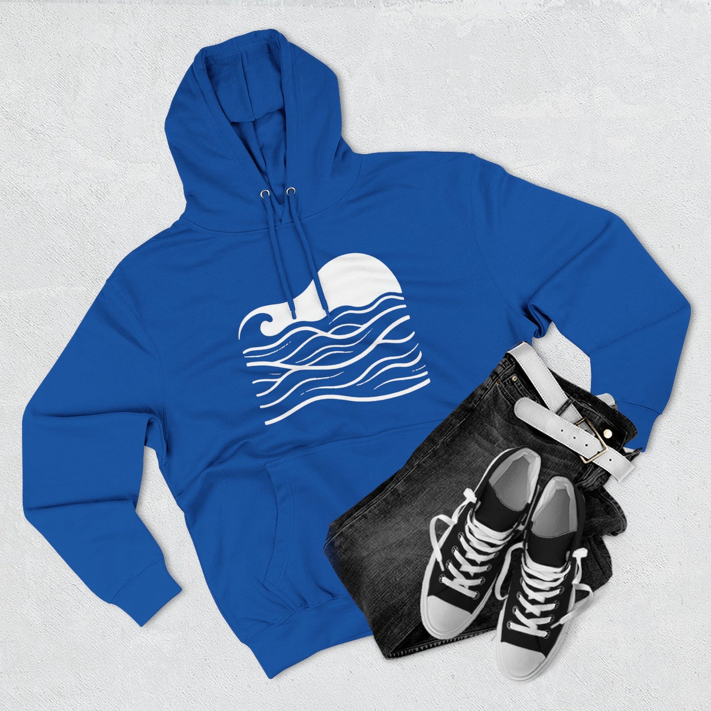 Atlantic Ocean Wave Fleece Hoodie - Cozy Surf-Inspired Sweatshirt, Beach Lover Gift, Winter Apparel, Casual Wear, Perfect for Surfing Trips!