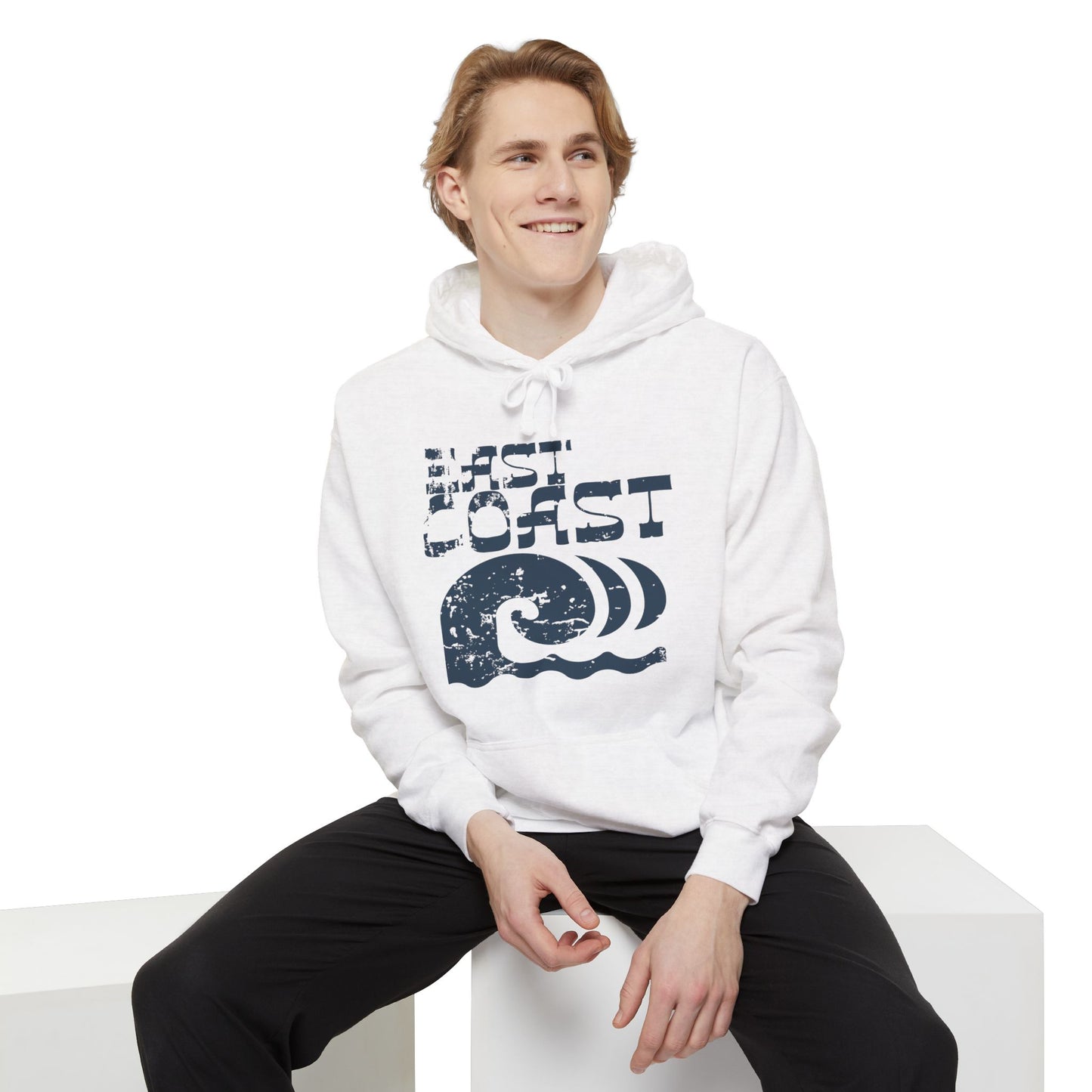 East Coast Waves Unisex Garment-Dyed Hoodie - Cozy Summer Vibe, Perfect for Casual Days, Gifts for Beach Lovers, Ocean-Inspired Apparel