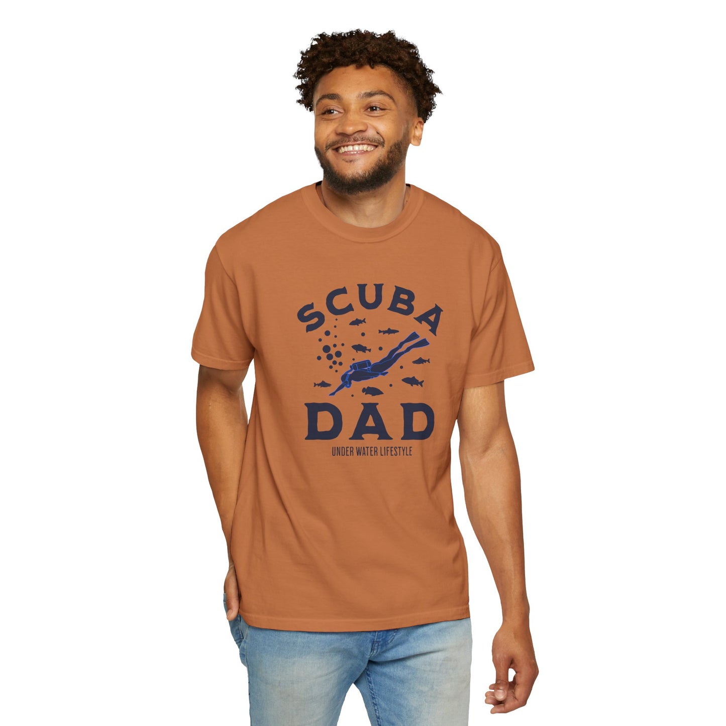 Scuba Dad Garment-Dyed T-Shirt, Perfect Gift for Father's Day, Beachwear, Scuba Diving Enthusiast, Summer Casual Wear