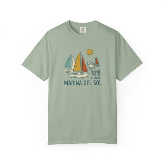 Marina Del Sol Sailboats T-Shirt - Summer Beach Festival Graphic Tee