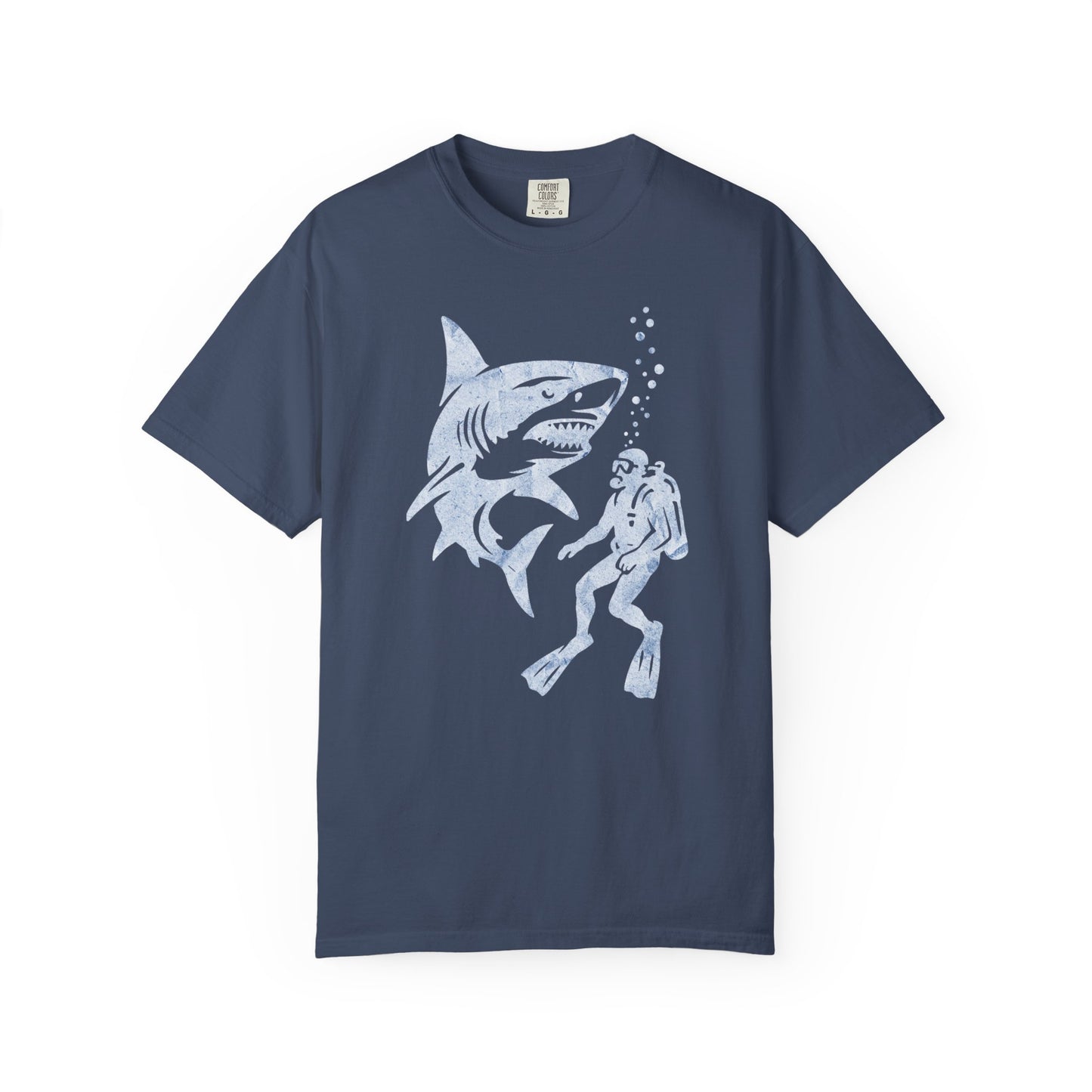 Shark Dive Unisex Garment-Dyed T-Shirt, Ocean Lover Gift, Adventure Enthusiast Shirt, Unique T-Shirt for Beach Days, Fun Diving Gift