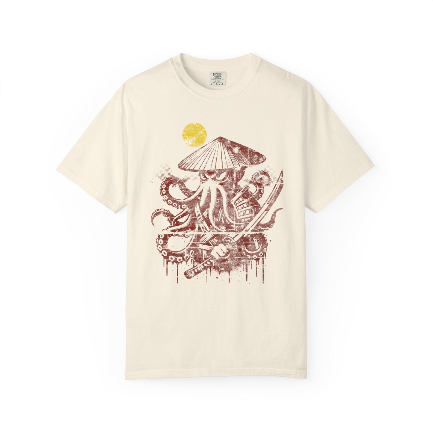 Faded Octopus Samurai T-shirt, Vintage Graphic Tee, Unisex Tee, Distressed Octopus Shirt, Unique Gift