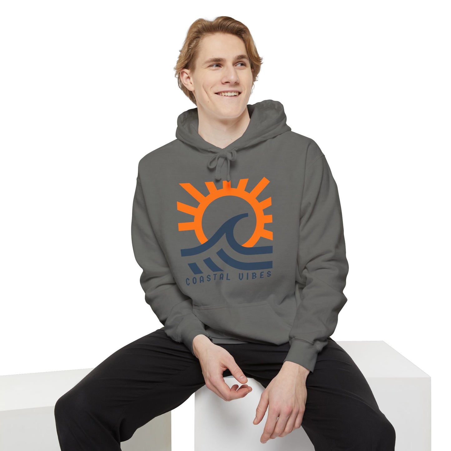 Coastal Vibes Hoodie - Unisex Garment-Dyed Sweatshirt, Beachwear, Summer Style, Casual Wear, Gift for Ocean Lovers