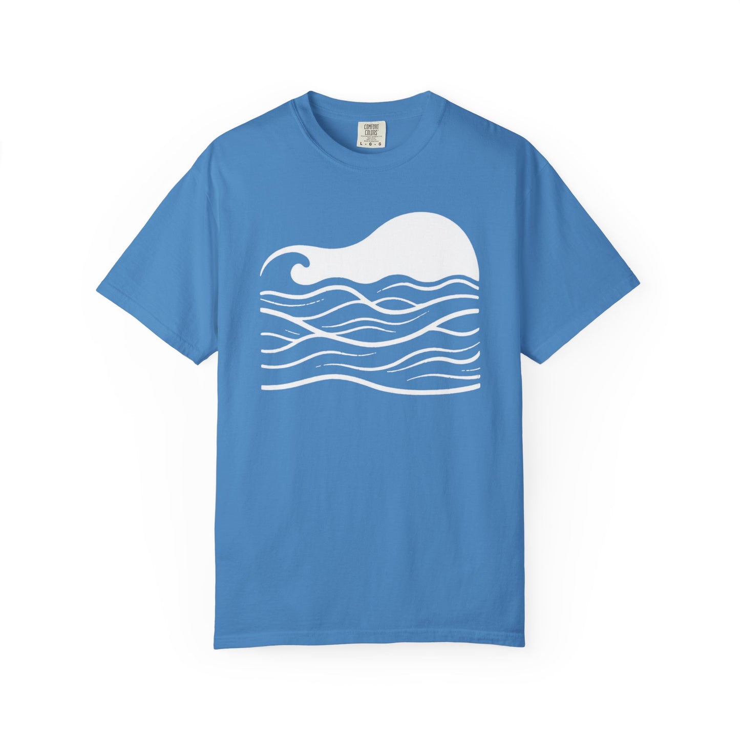 Stenciled Ocean Wave T-Shirt, 100% Ring-Spun Garment-Dyed Cotton