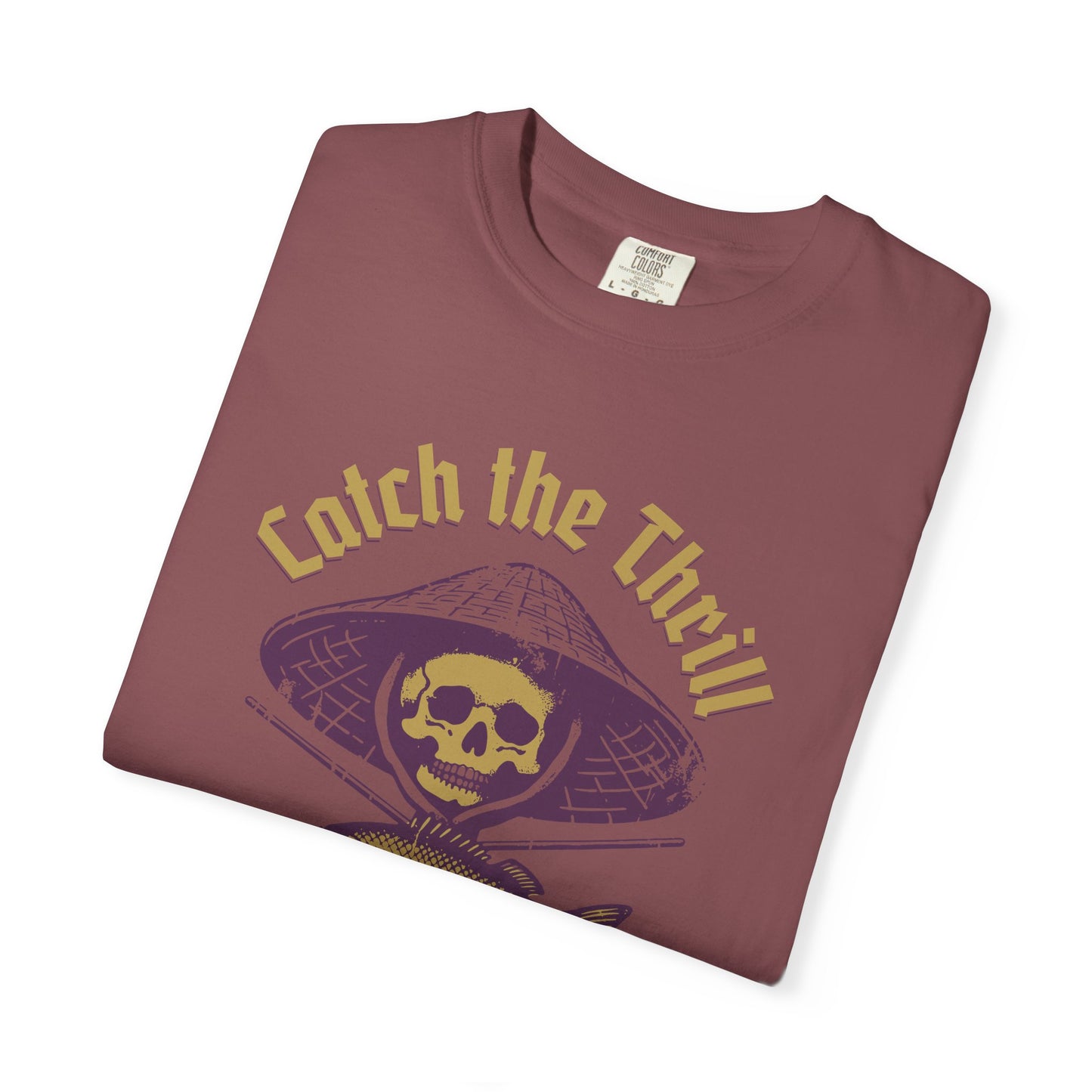 Catch the Thrill T-Shirt, Mens Fishing Tee, Skull Design Shirt, Outdoor Adventure Apparel, Gift for Anglers
