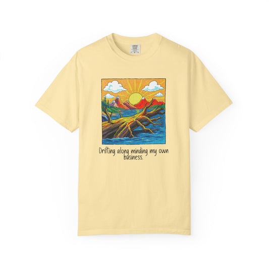 Driftwood Enters Sunset T-Shirt, 100% Ring-Spun Garment-Dyed Cotton